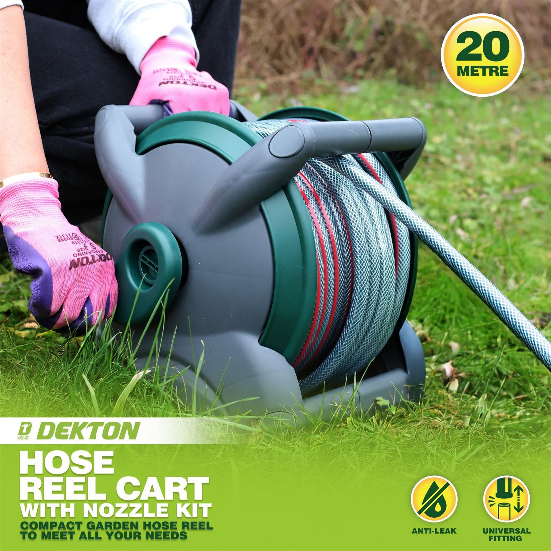 Dekton Hose Reel Cart With Nozzle Kit
