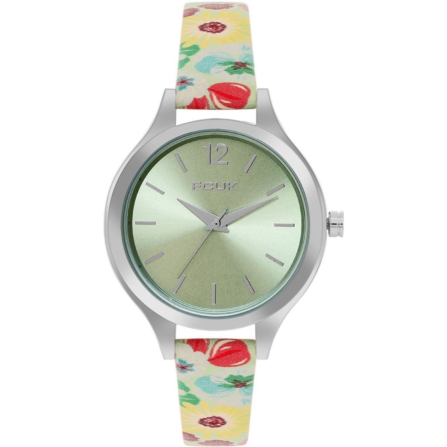 FCUK Womens Floral Printed Strap Watch