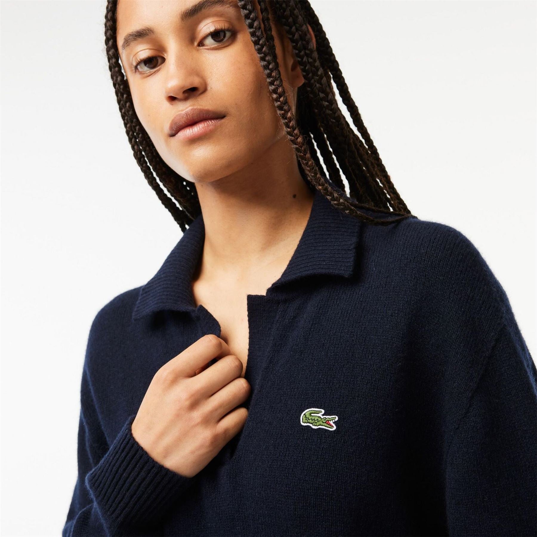 Lacoste Crocodile Logo Collared Neck Long Sleeve Sweater