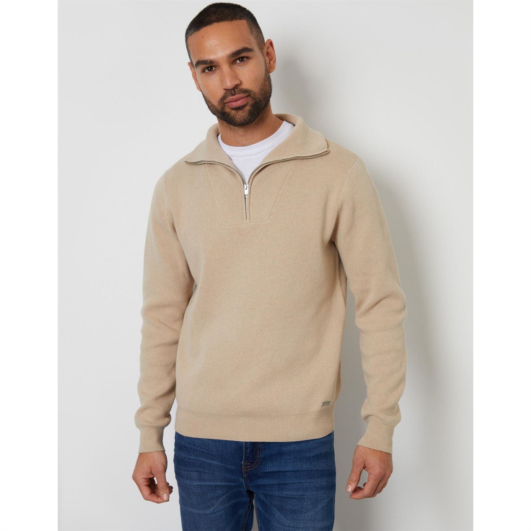 Threadbare Kamrul Quarter Zip Knitted Jumper