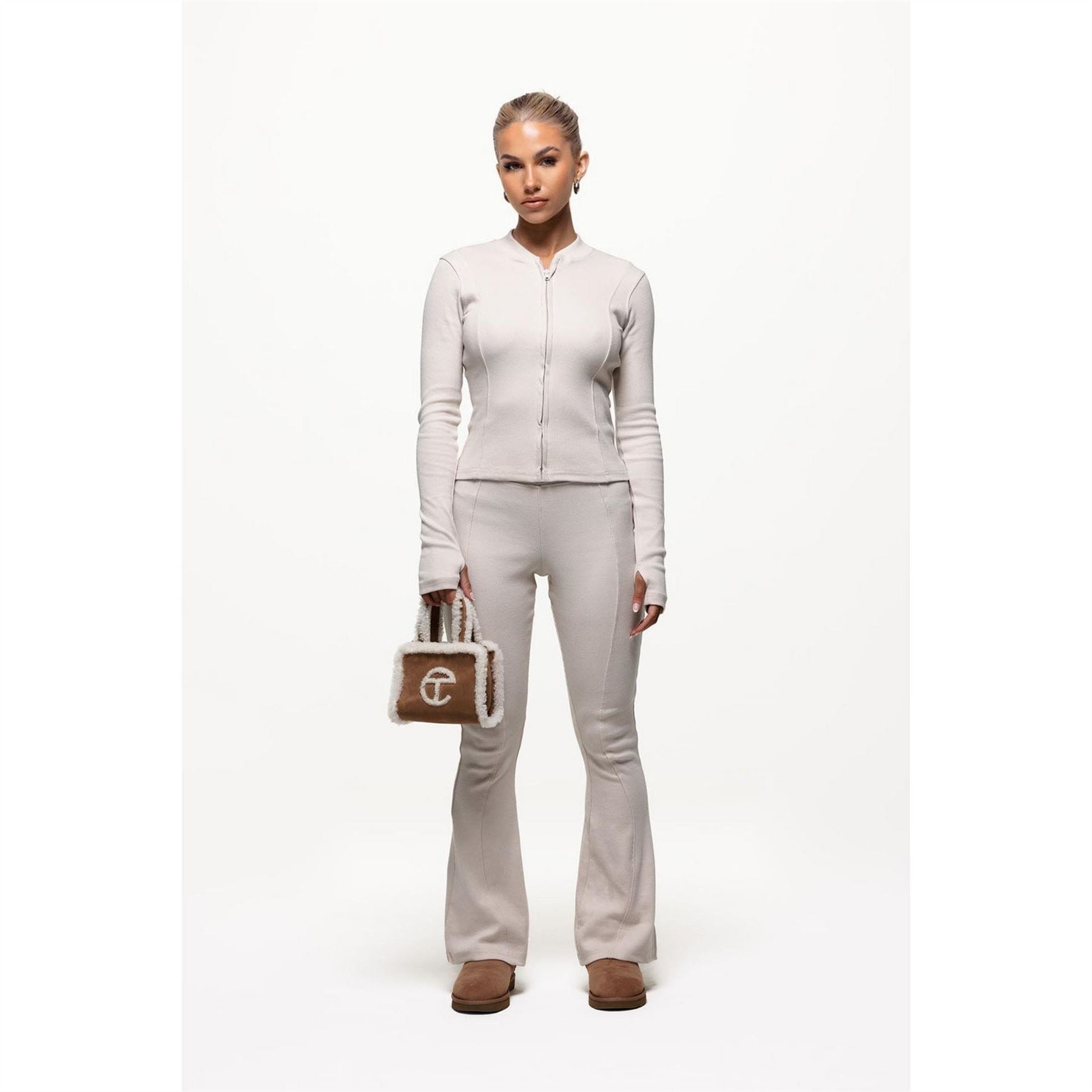 Good For Nothing Ribbed Leggings Cream