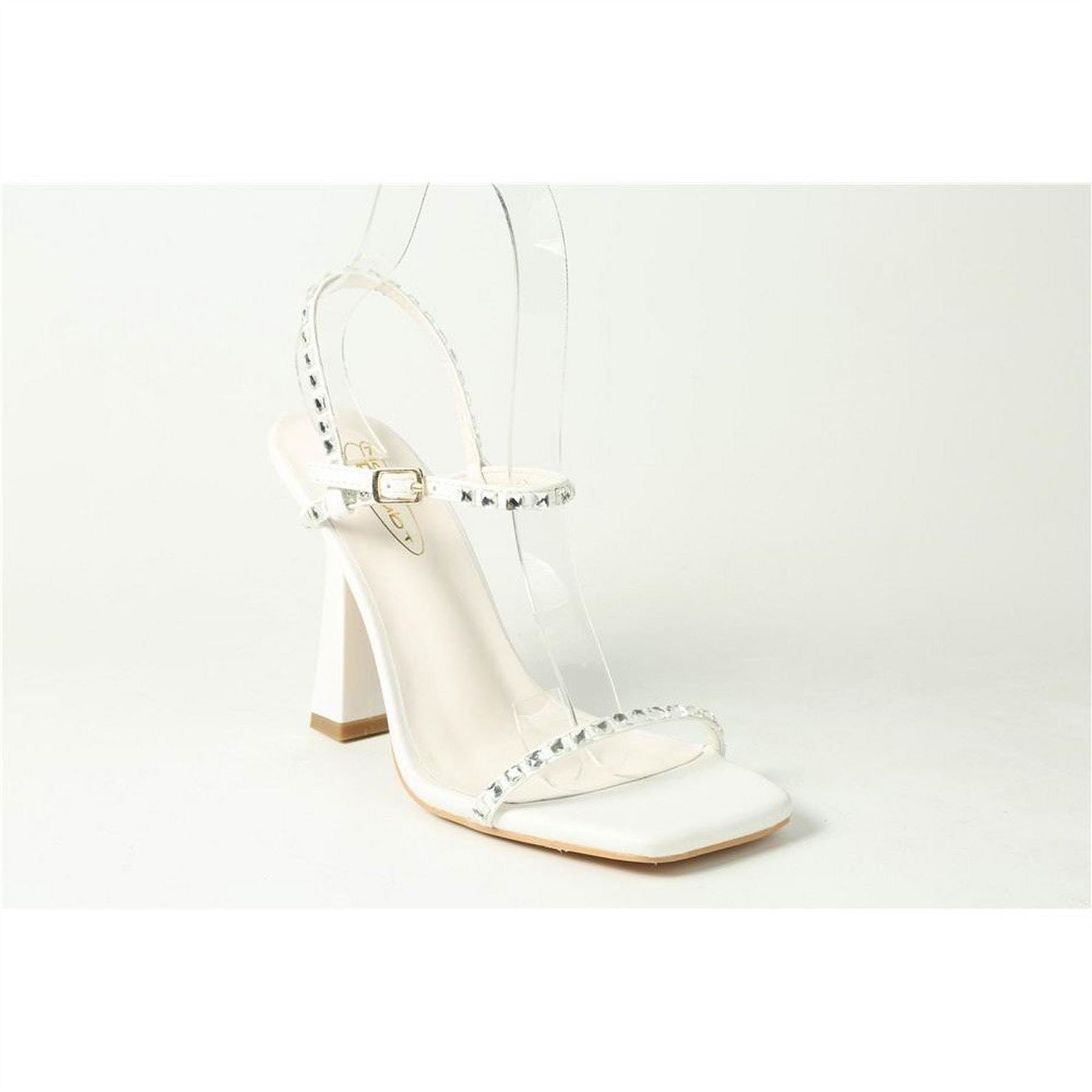 Chic Diamante Strap High Heel Flared Sandals