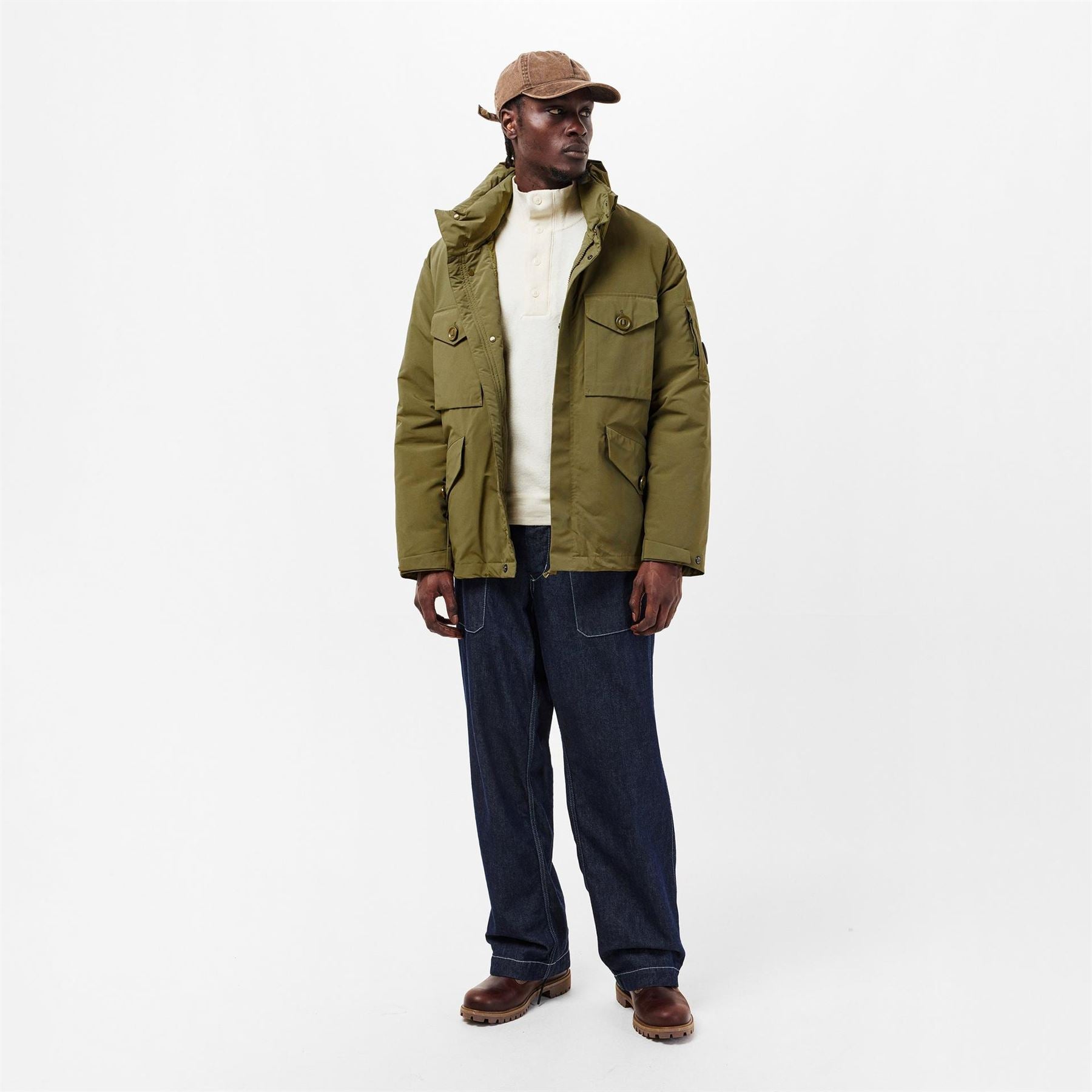 CP Company Goggle Solid Patterned Hooded Snap Button Softshell Jacket