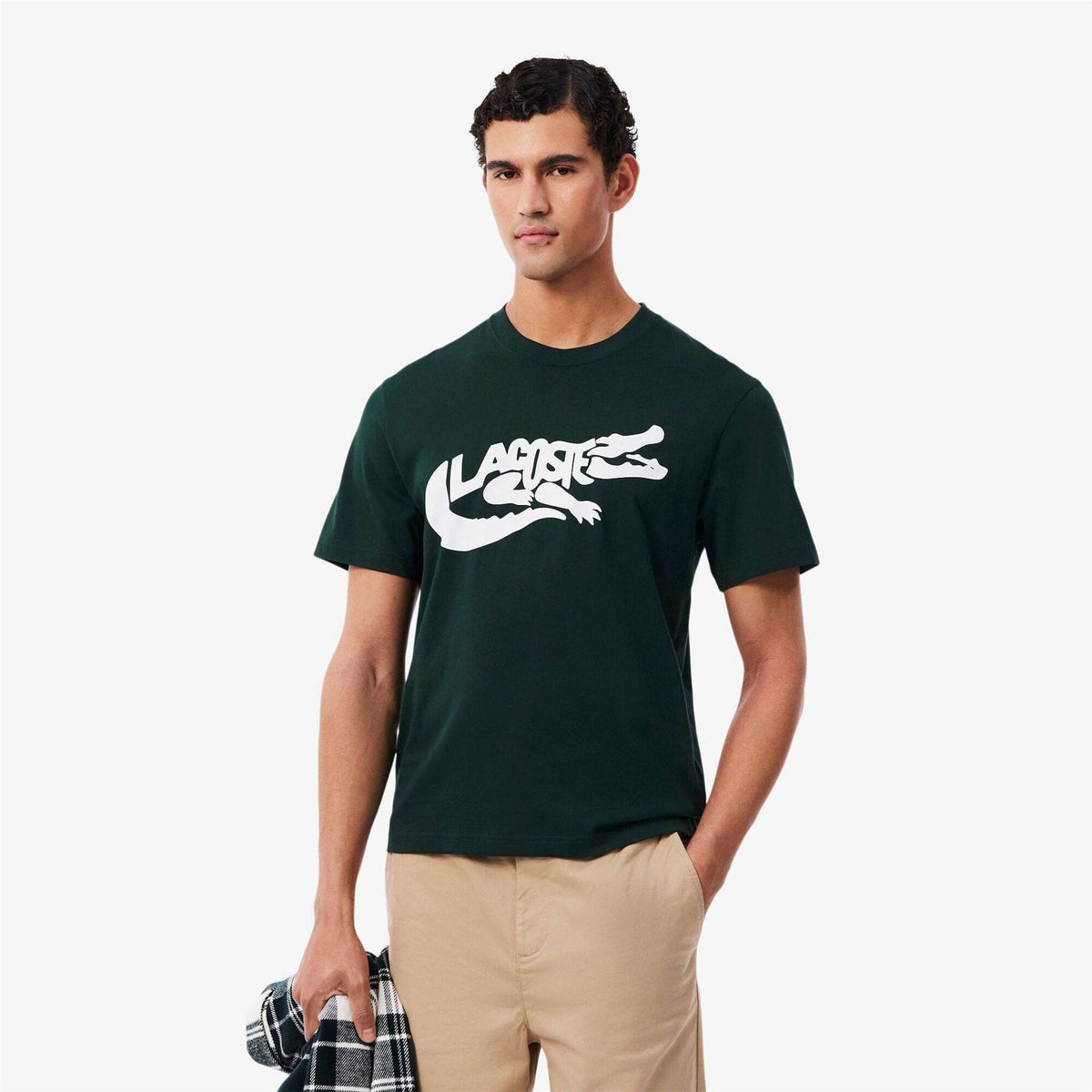 Lacoste Script Crocodile Print Crew Neck Short Sleeve T-Shirt