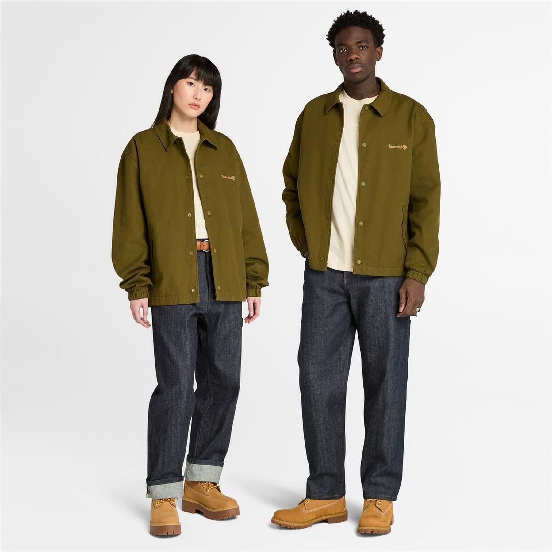 Timberland Coach Solid Patterned Snap Button Slant Pocket Overshirt