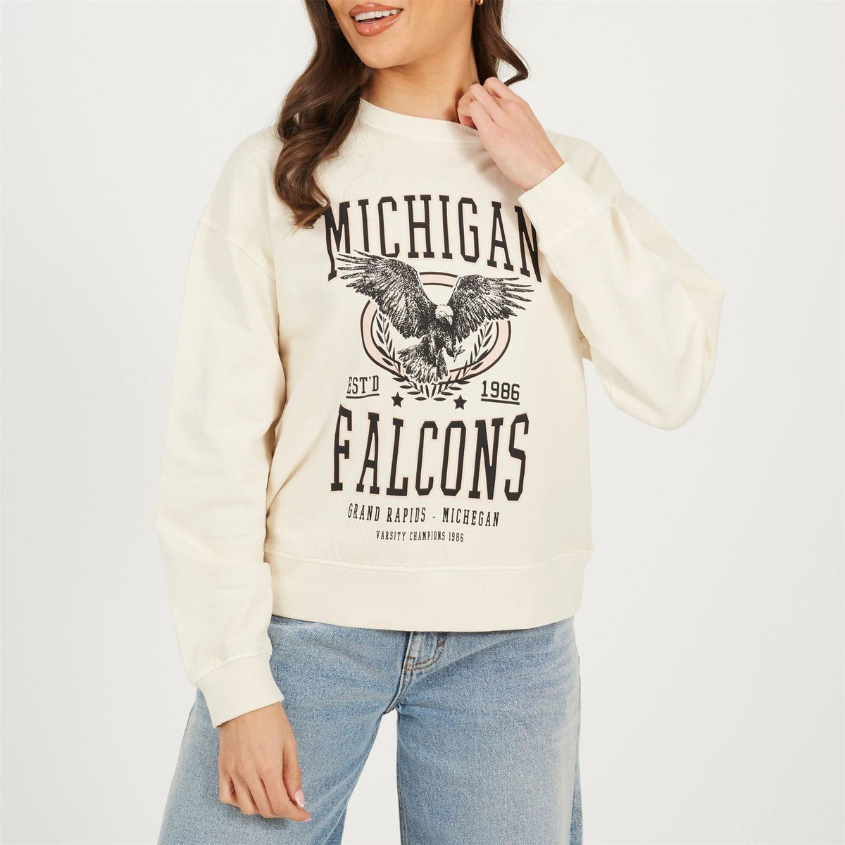 Brave Soul Womens Crew Neck Graphic Sweatshirt