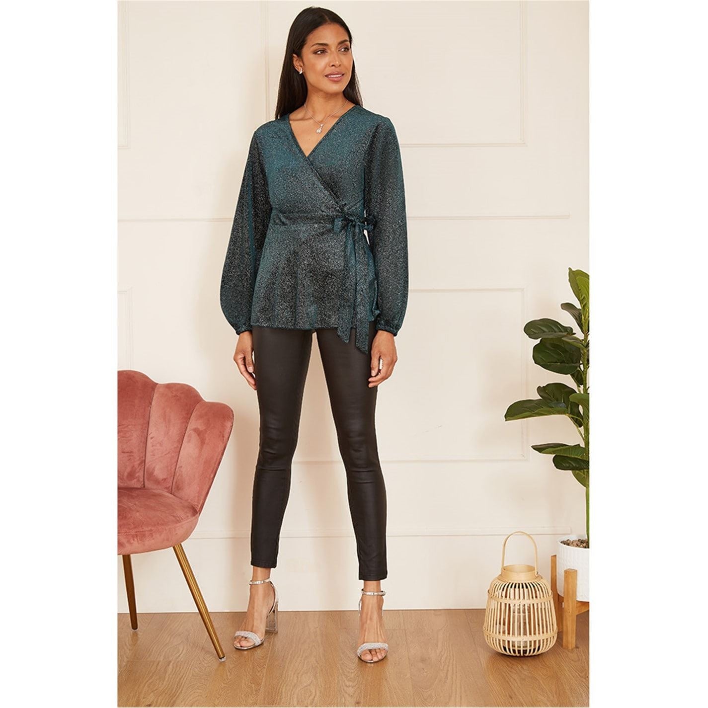 Yumi Sparkle Velvet Wrap Top