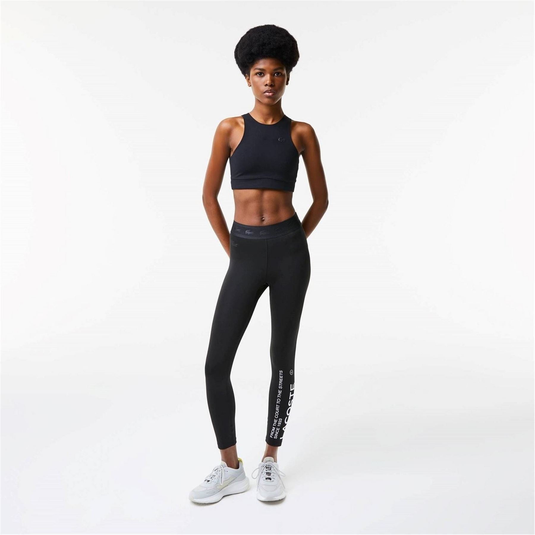Lacoste Cropped Sleeveless Crew Neck Athletic Bra