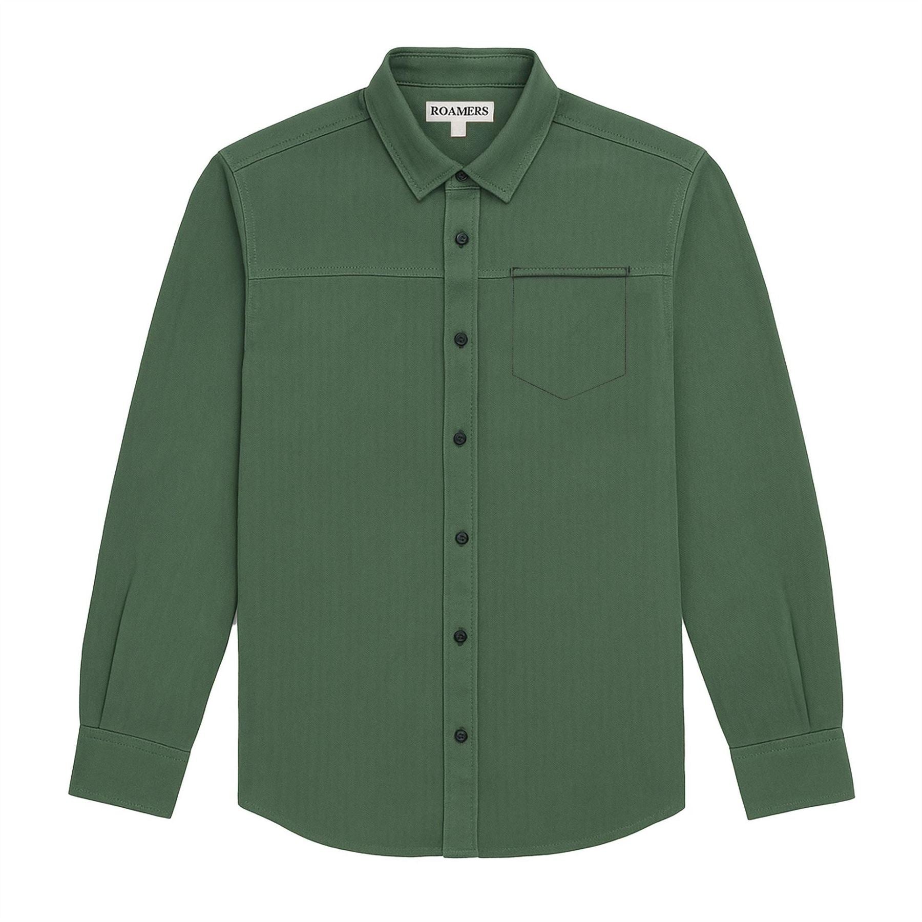 Roamers and Seekers Collared Neck Long Sleeve Shirt with Chest Pocket