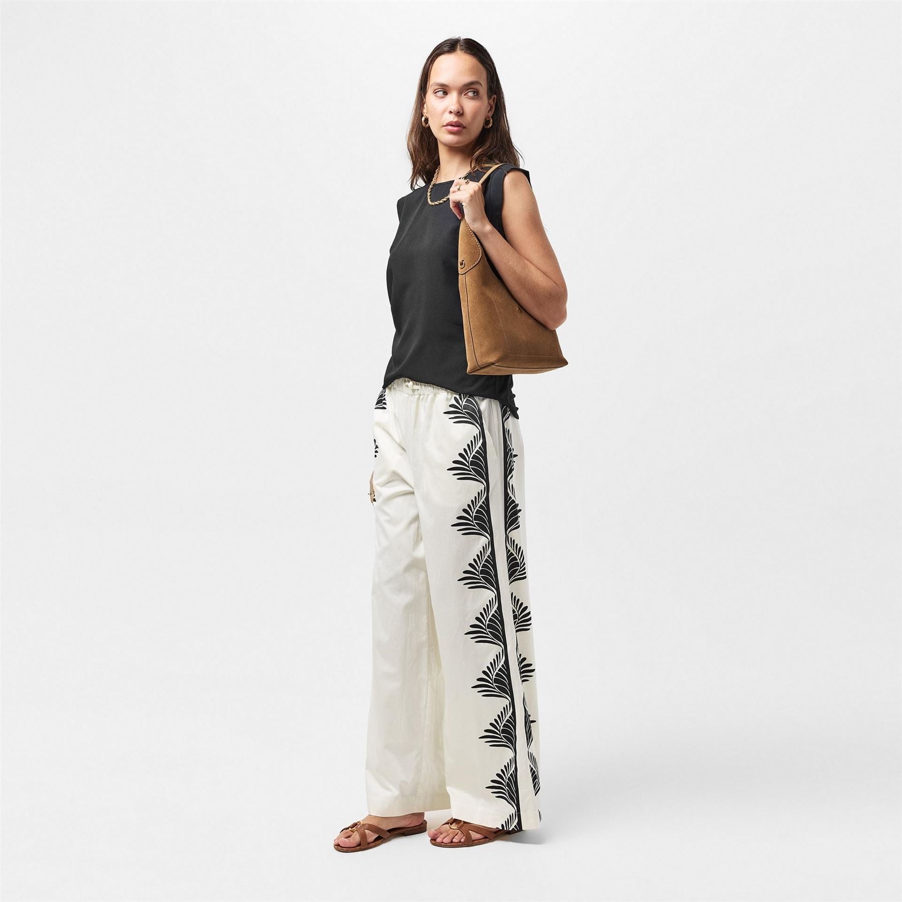French Connection Floral Patterned Wide Leg Trousers
