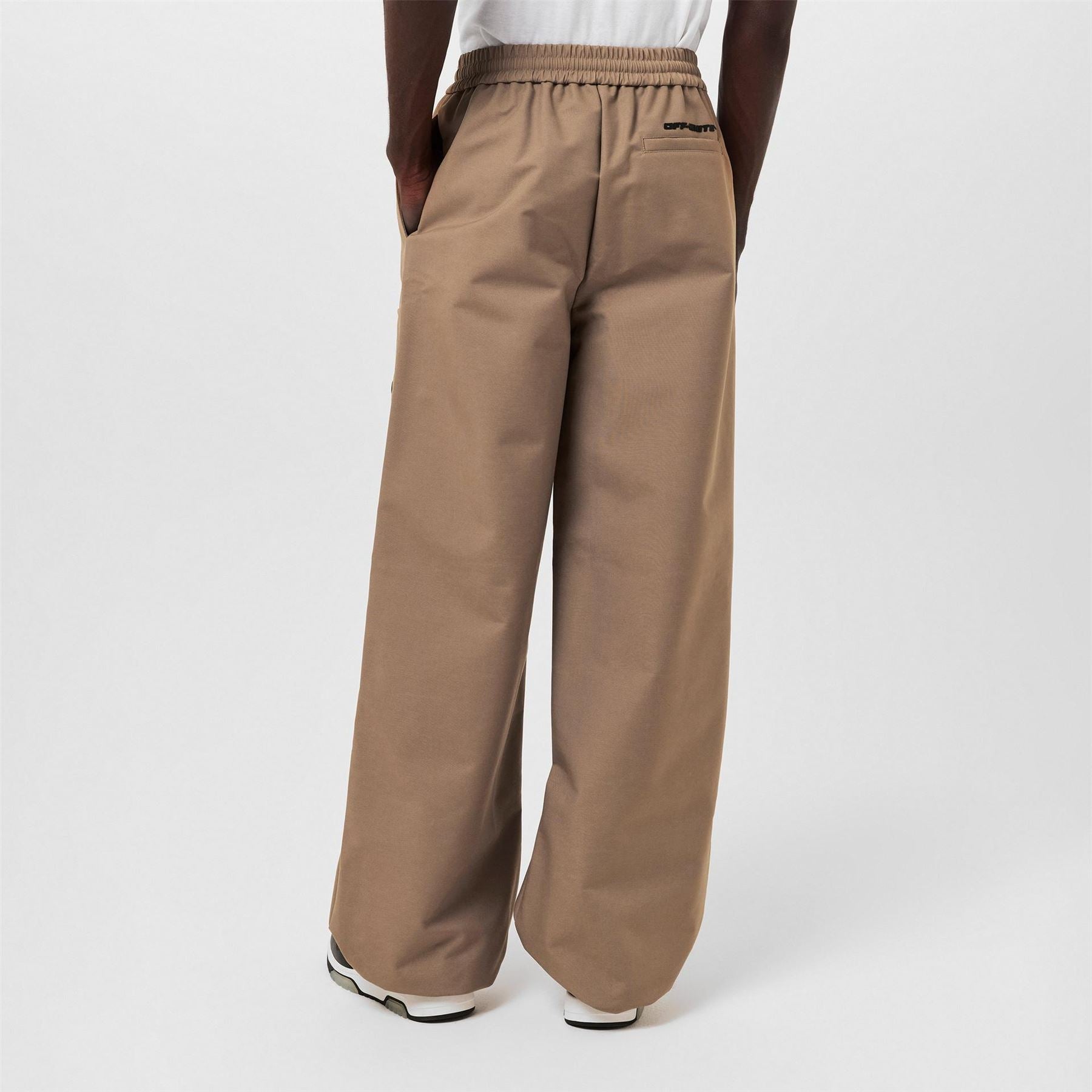Off White Canvas Utility Wide Leg Cargo Pants