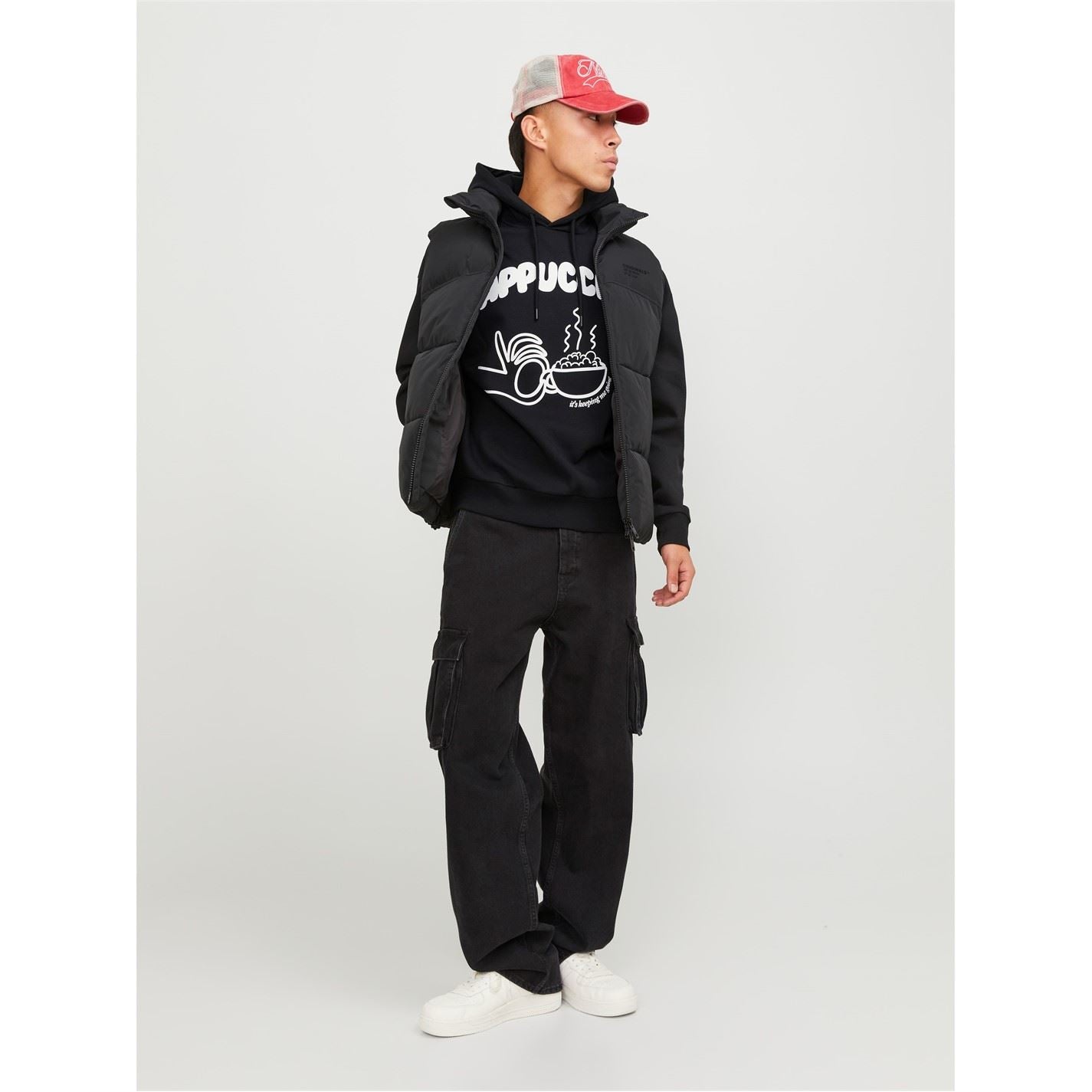 Jack and Jones Mens Graphic Cappuccino Print Hoodie