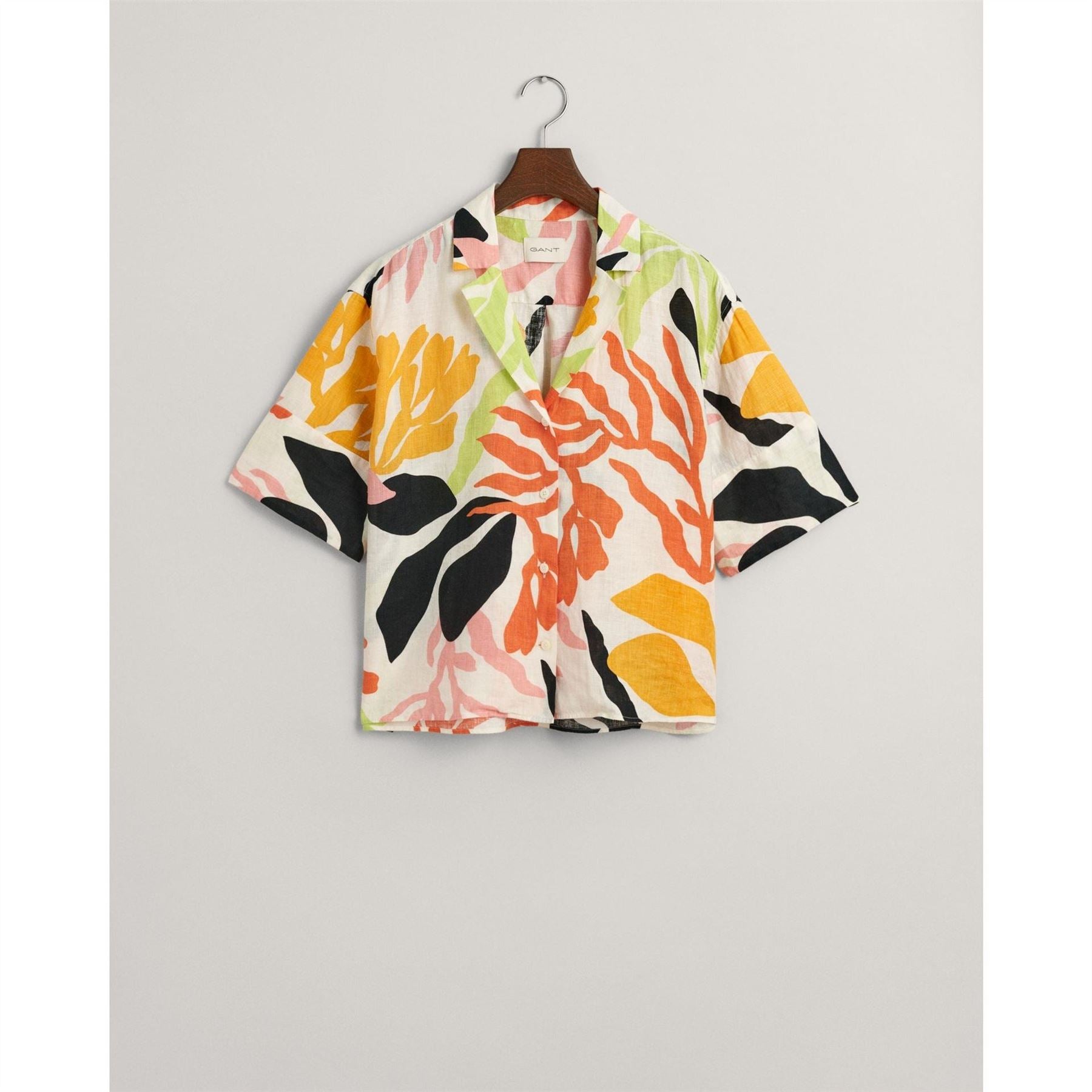 Gant Fit Palm Print Linen Short Sleeve Shirt
