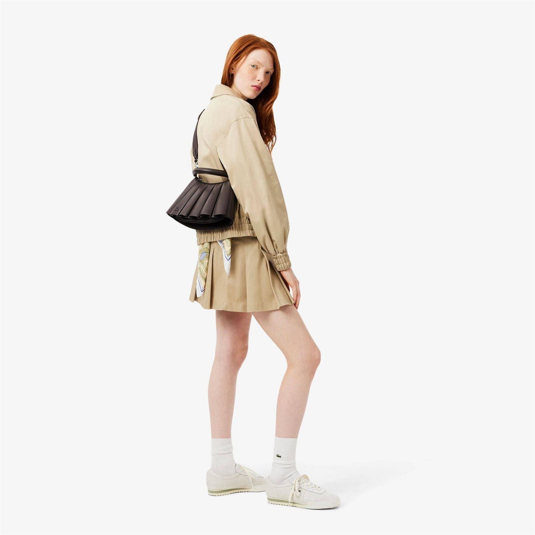 Lacoste Lenglen Crescent Shape Hobo Bag with Silver Hardware