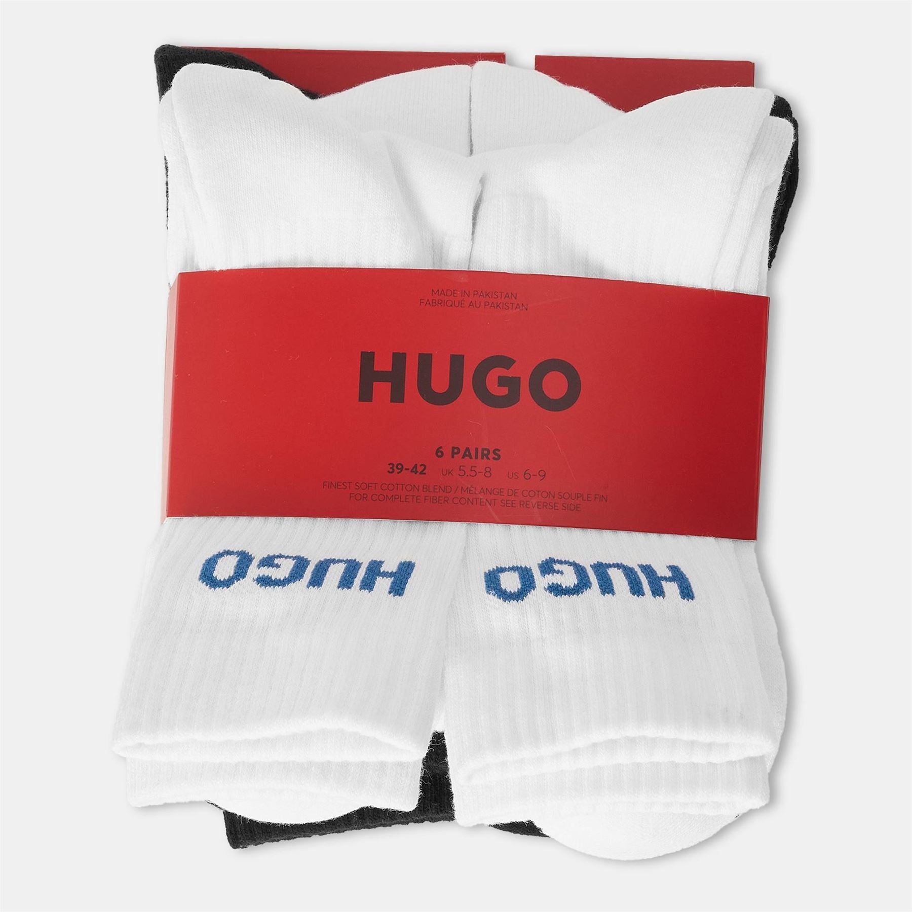 Hugo HUGO Ribbed Logo 6 Pack Crew Socks