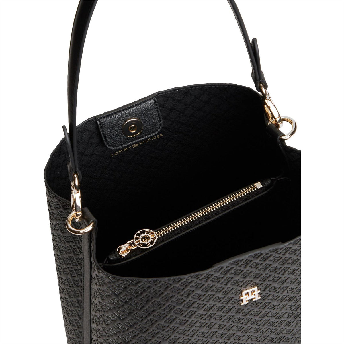 Tommy Hilfiger Icon Satchel Mono Faux Leather Shoulder Bag