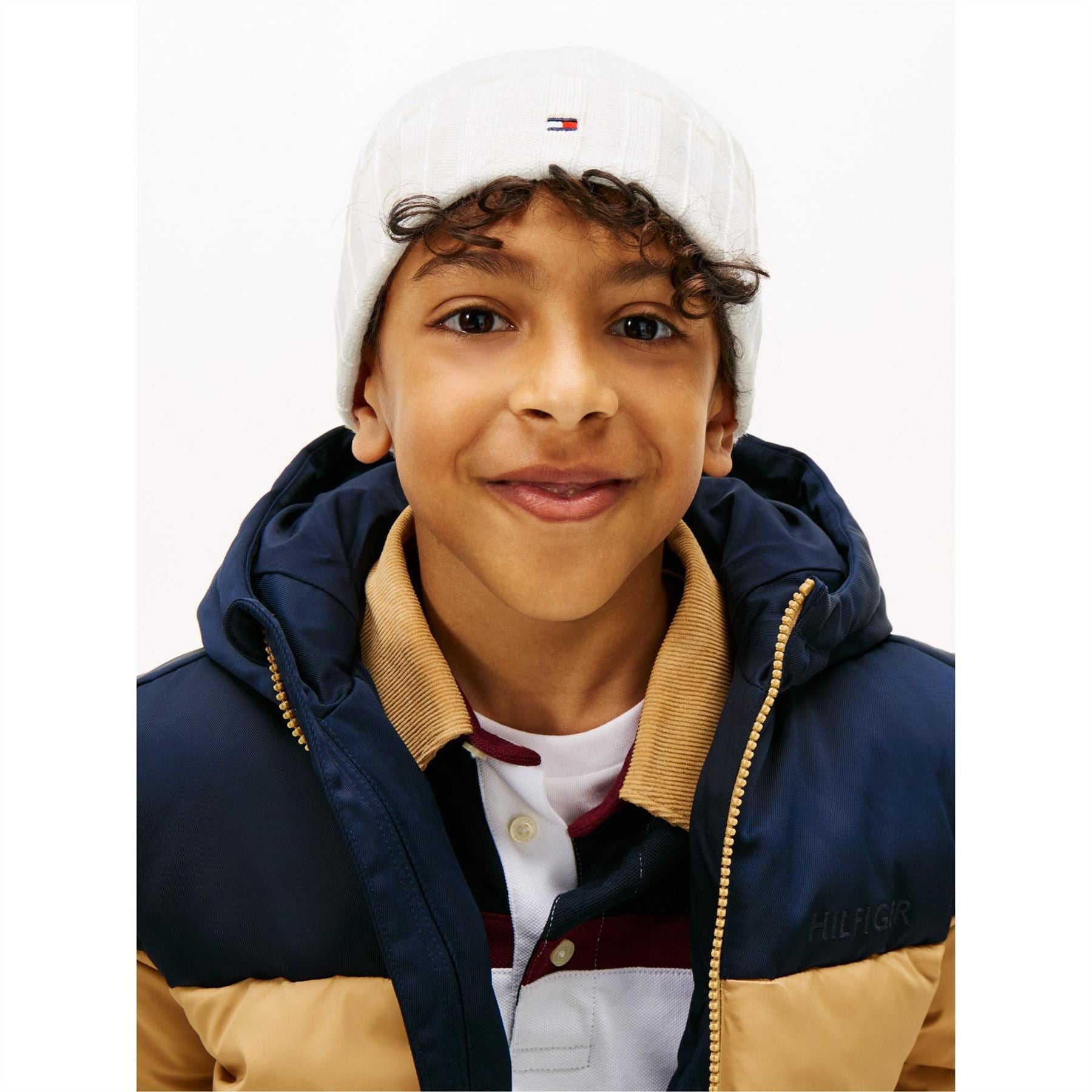 Tommy Hilfiger Flag Embroidered Logo Ribbed Turn Up Beanie