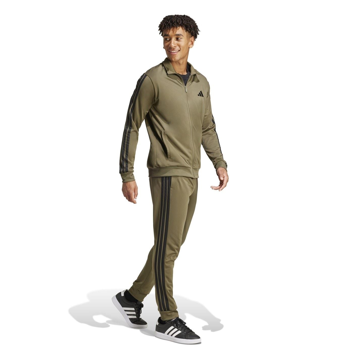 adidas Basic 3   Stripes Tricot Tracksuit