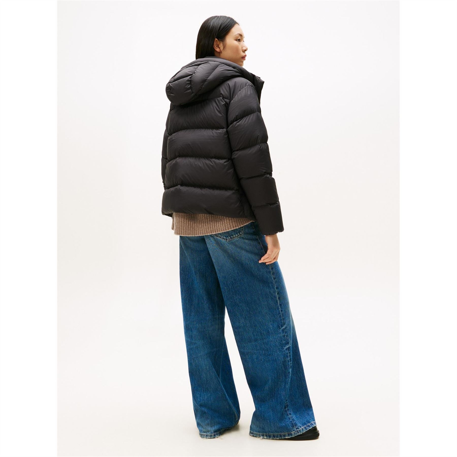 Tommy Hilfiger Solid Patterned Hooded Down Jacket