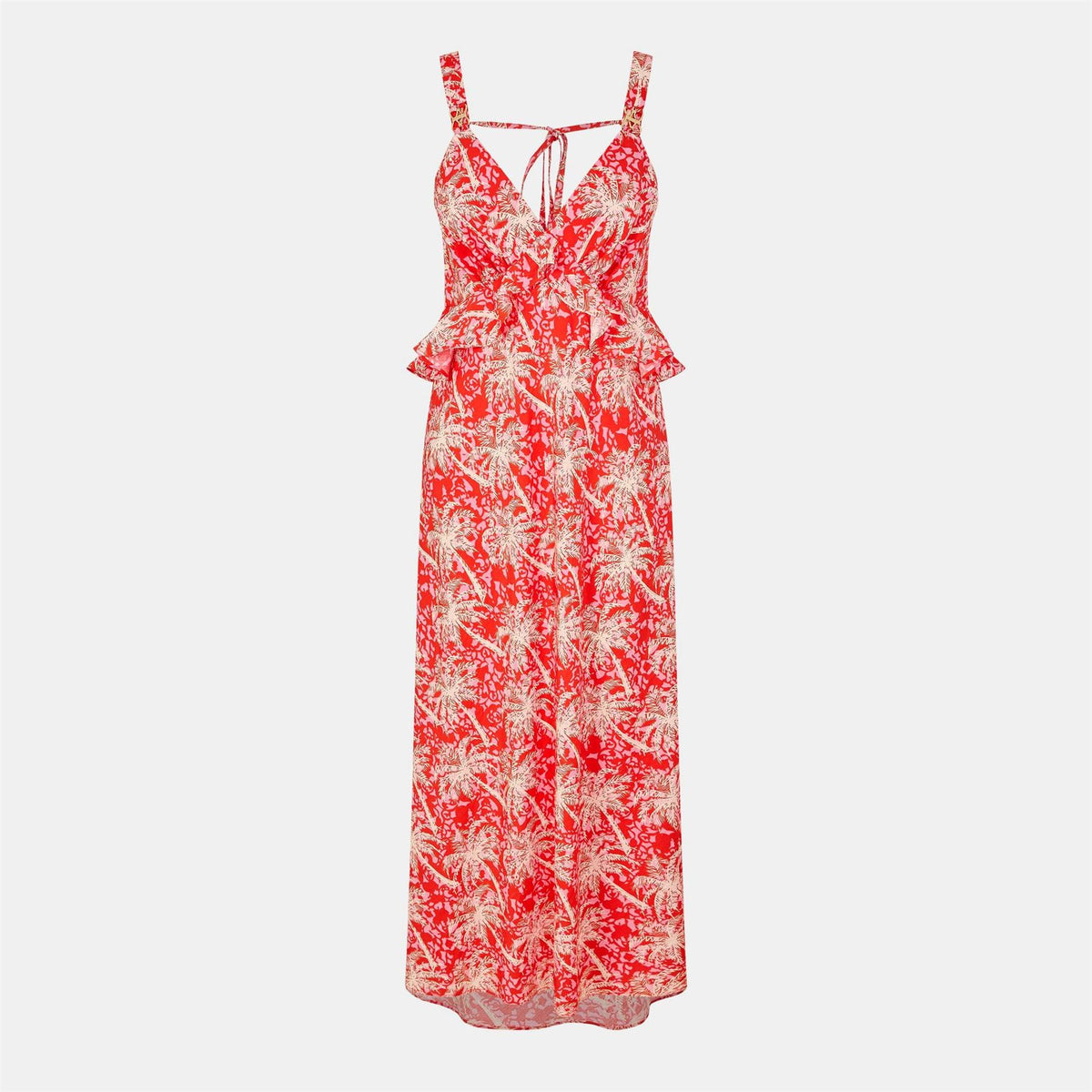 Biba Tree Print Tie Back V-Neck Maxi Sun Dress