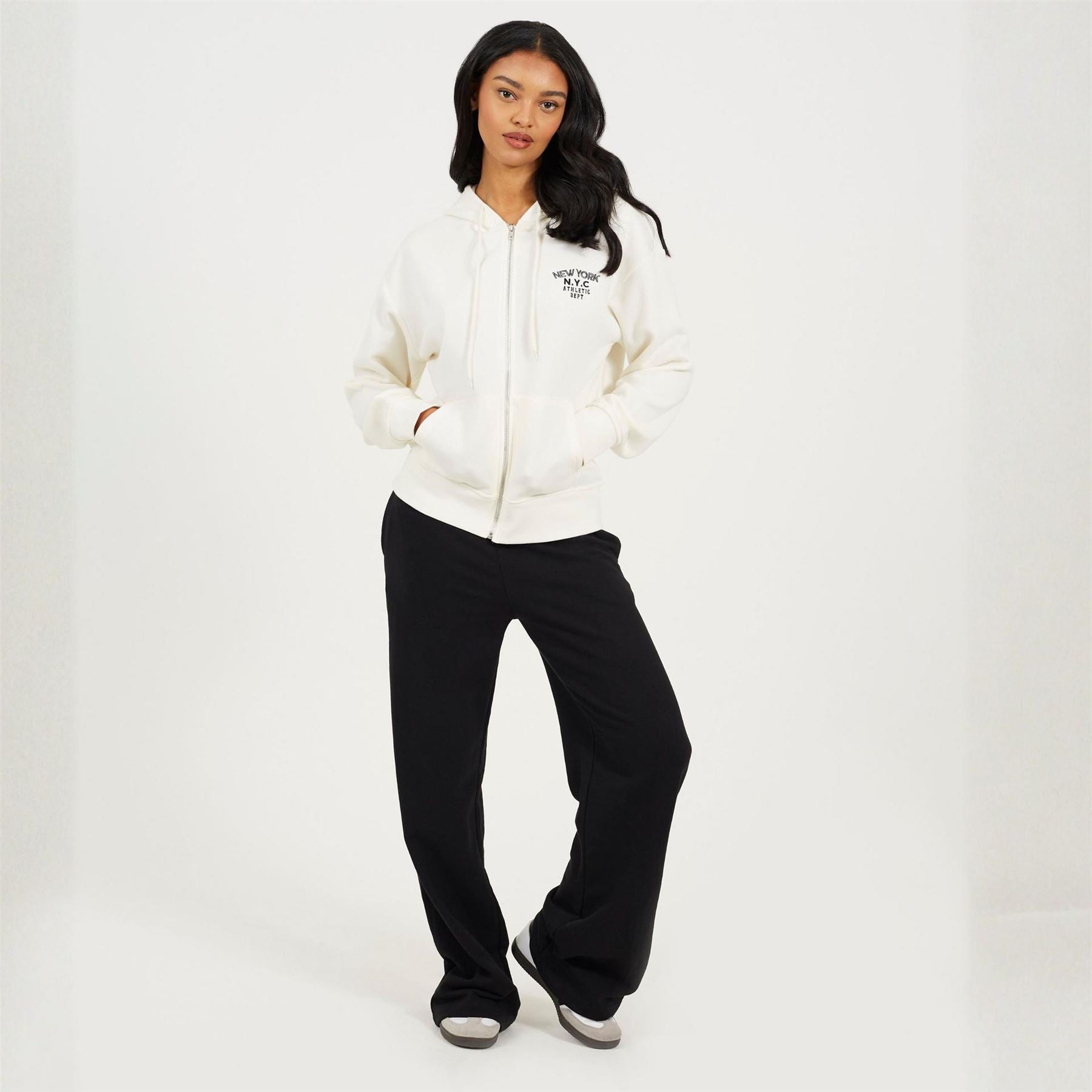 Brave Soul Womens Zip Through Hooded Sweatshirt With New York Embroidery