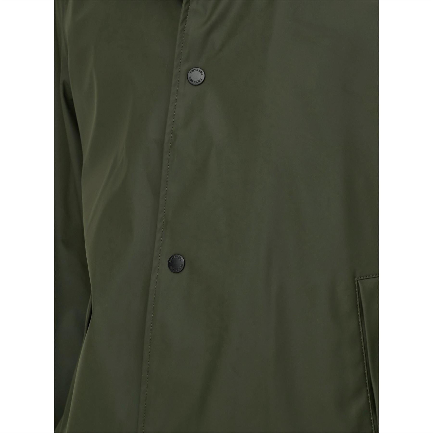 Only Solid Patterned Hooded Snap Button Rain Coat