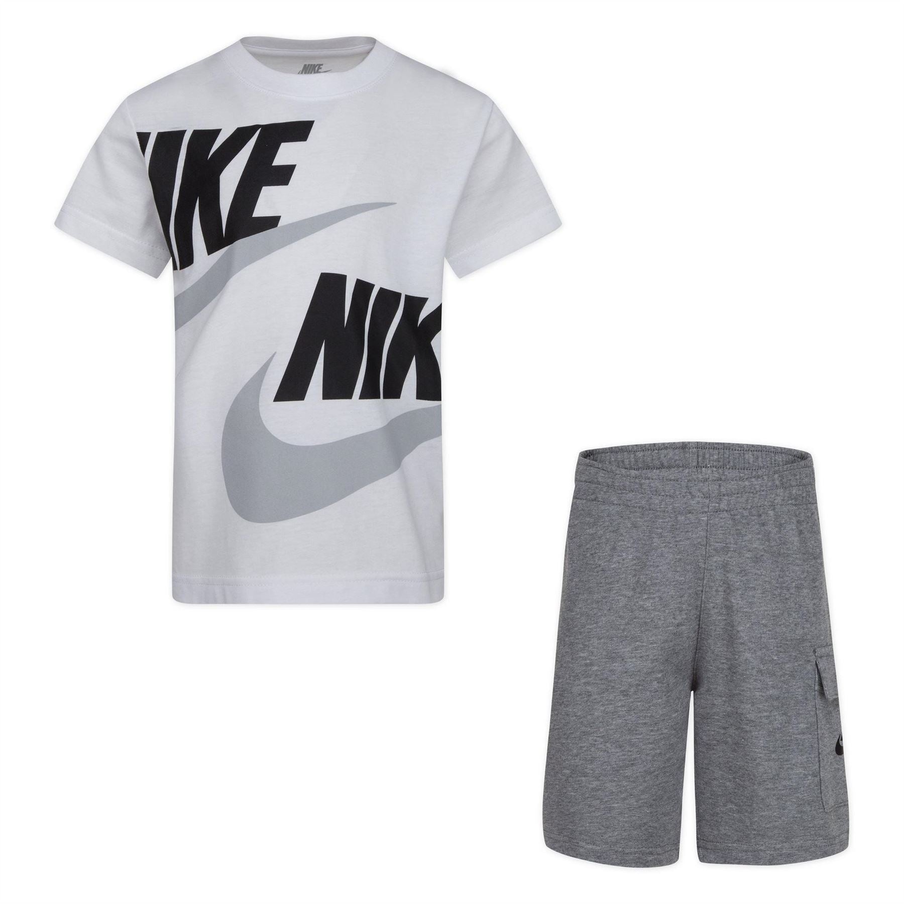 Nike Wordmark Crew Neck Short Sleeve T-Shirt and Cargo Short Set