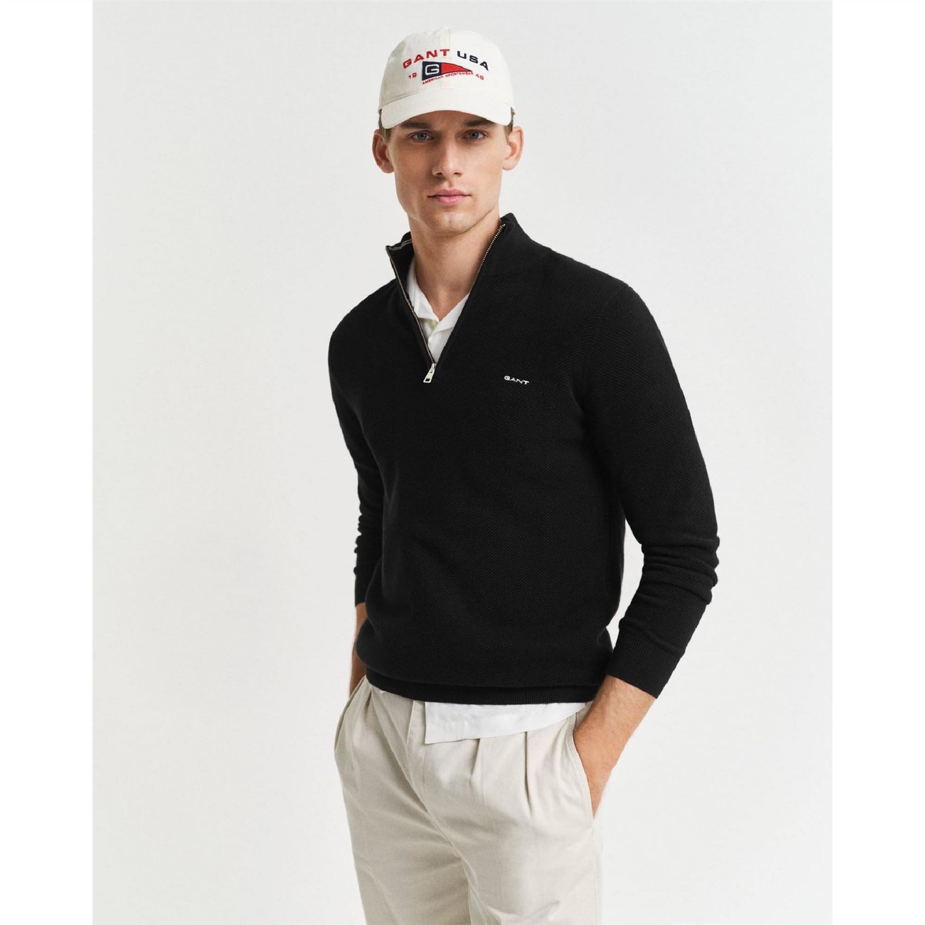 Gant Piqué Half Zip Sweater