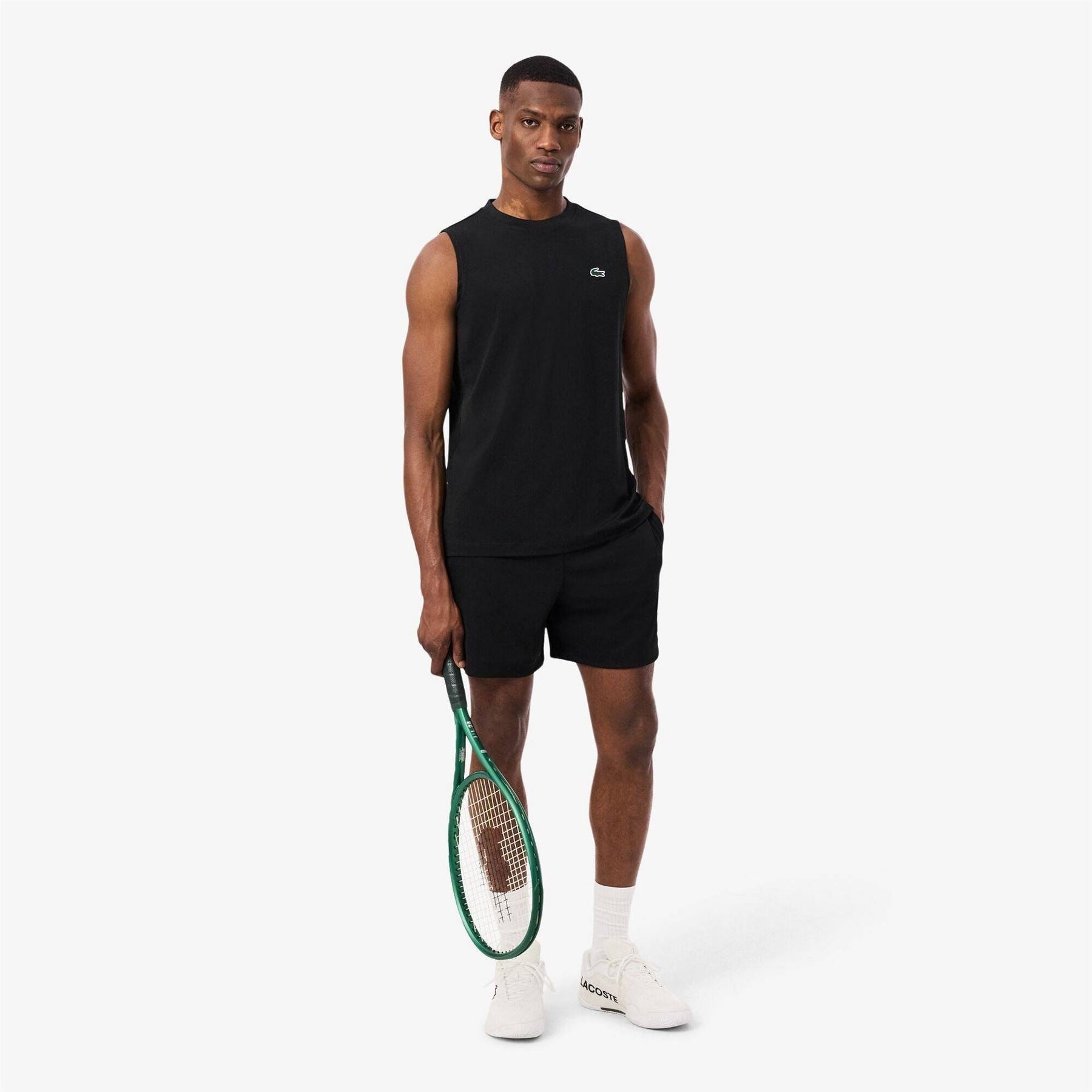 Lacoste Crocodile Print Crew Neck Sleeveless Tank