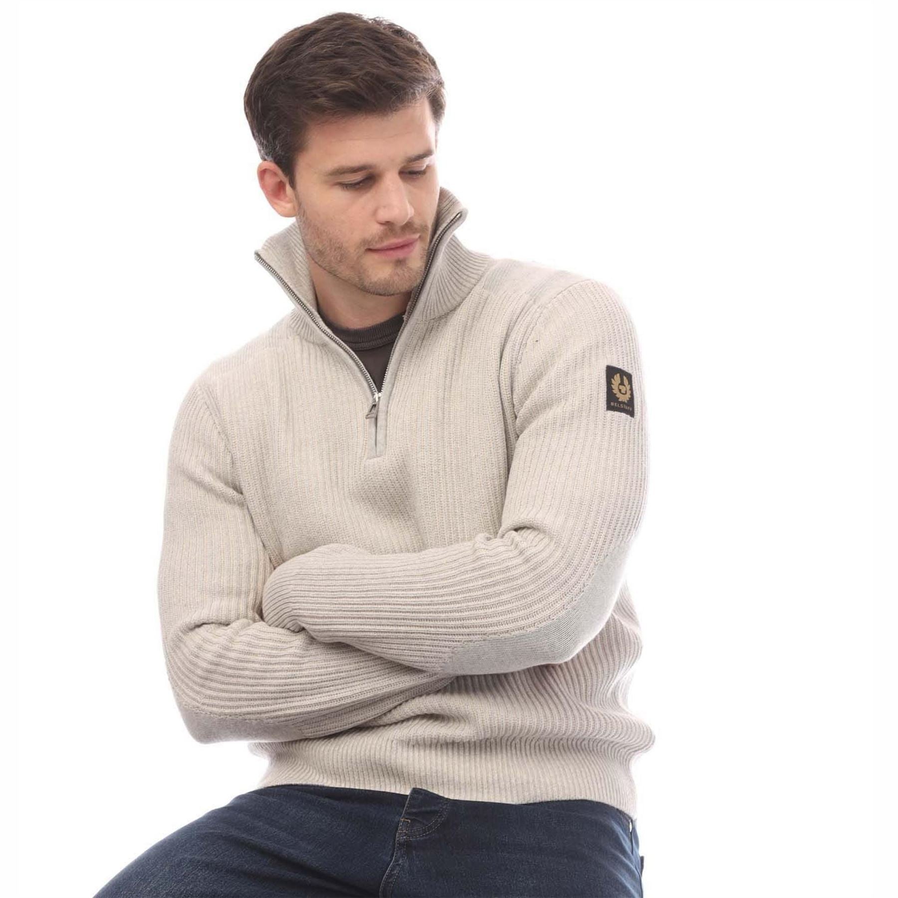 Belstaff Wool Rib Stanley Quarter Zip Jumper