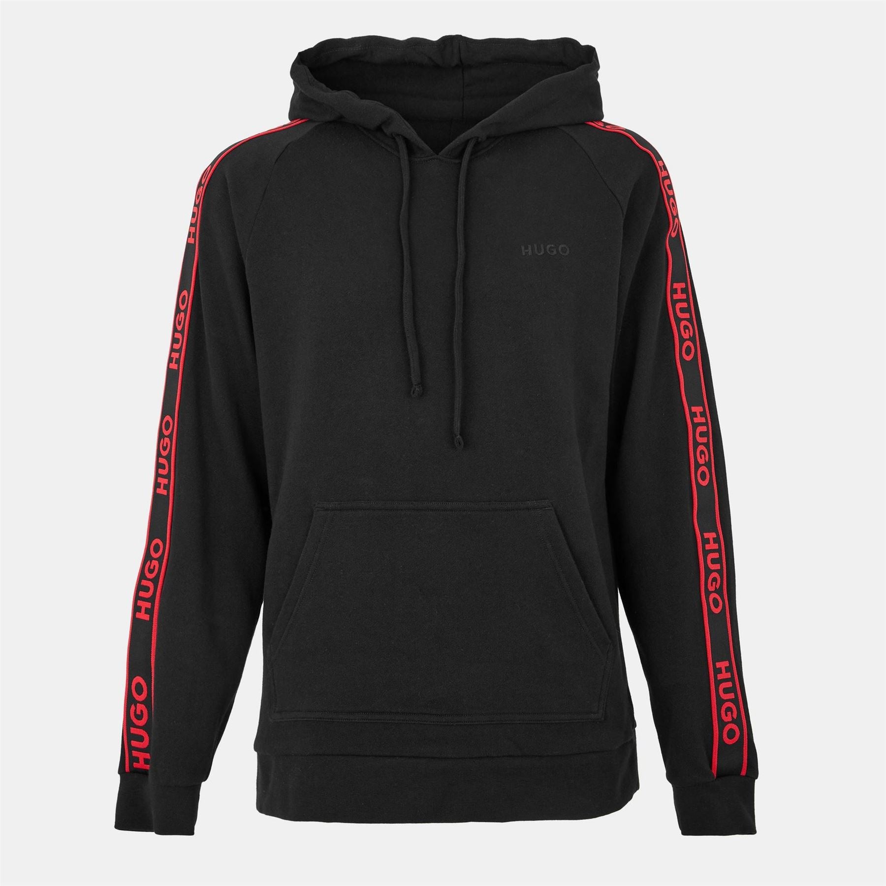 Hugo HUGO Bodywear Liam Soft Cotton Pullover Hoodie with Logo Tape Detail   Natural Fabric