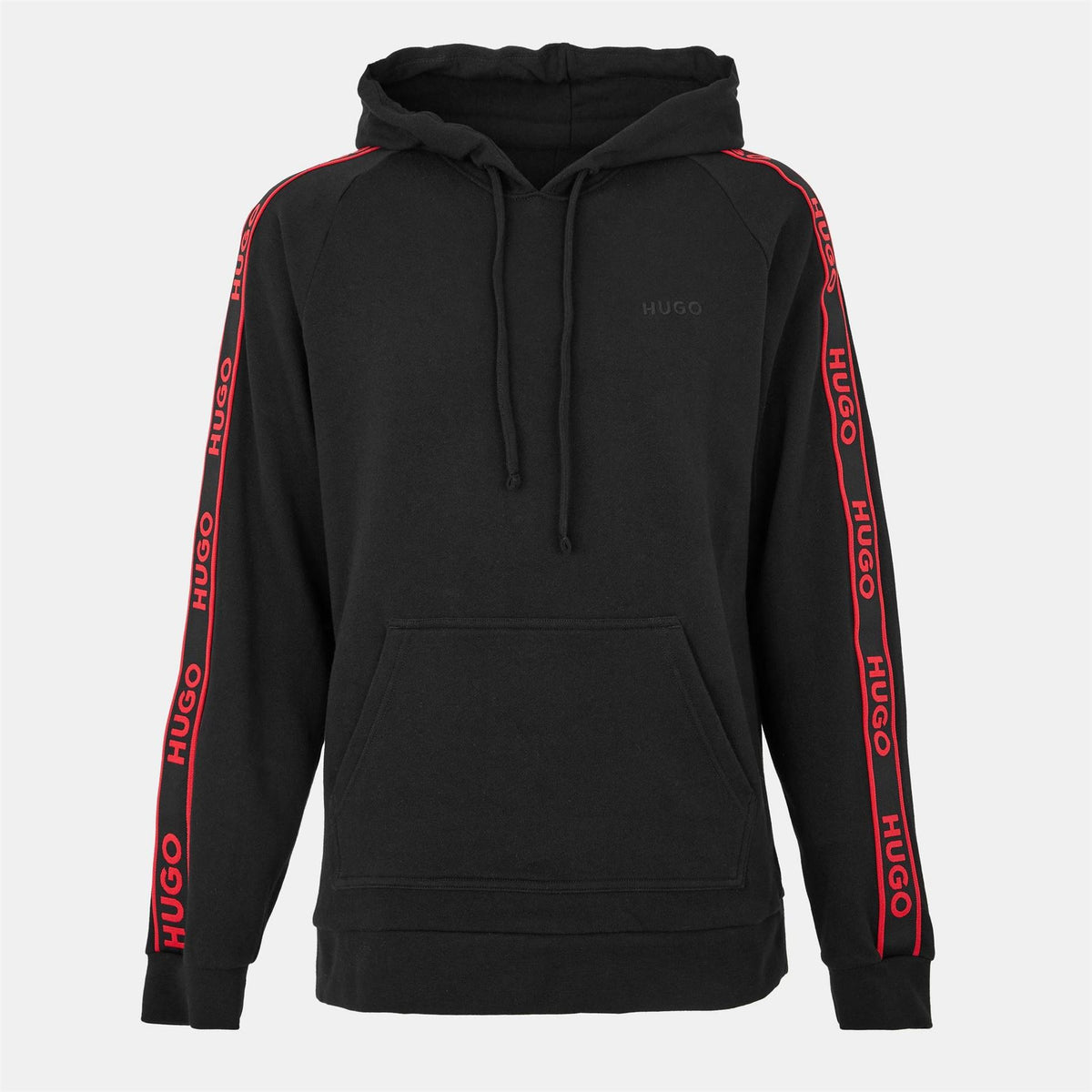 Hugo HUGO Bodywear Liam Soft Cotton Pullover Hoodie with Logo Tape Detail   Natural Fabric