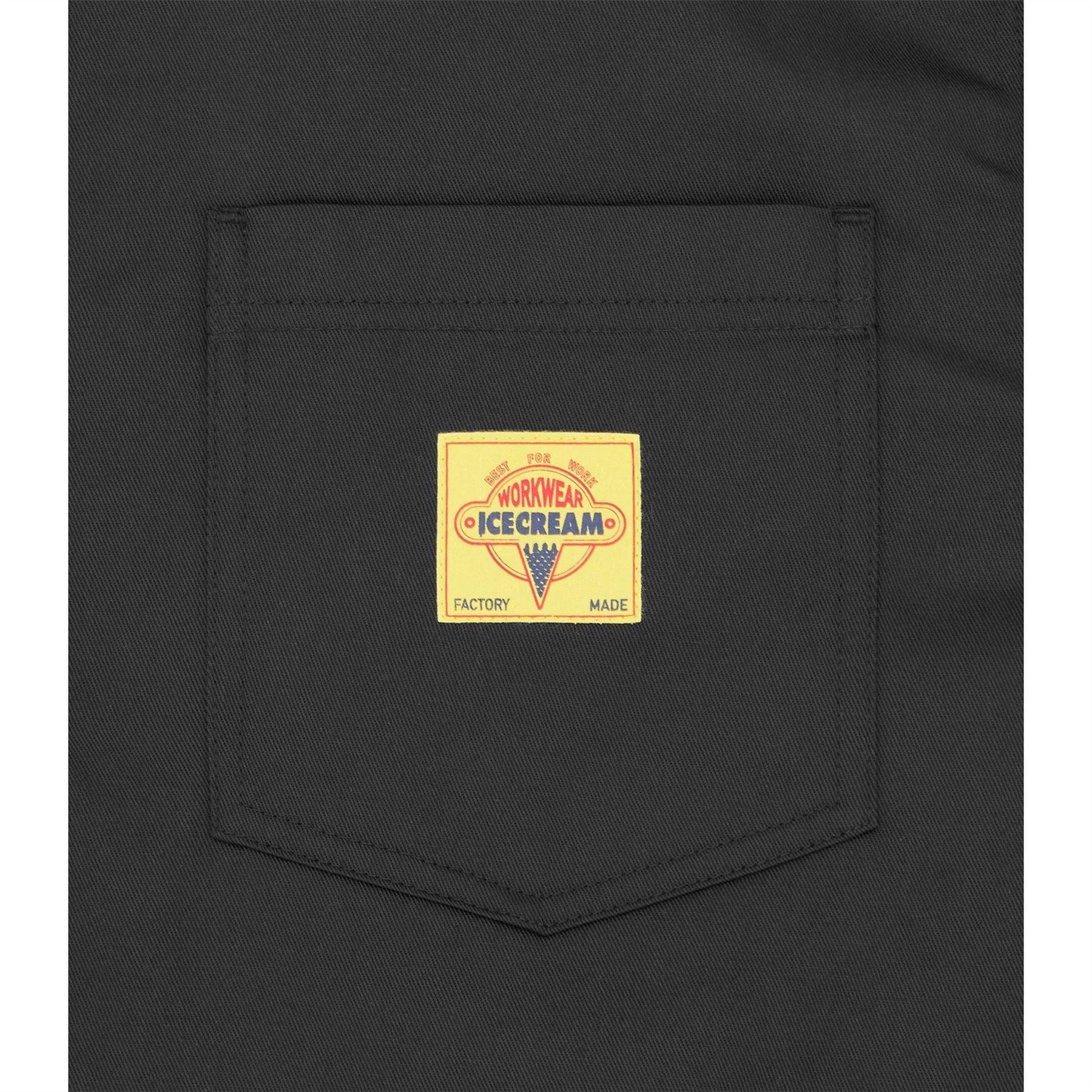 ICECREAM Quarter Zip Work Patterned Short Sleeve Shirt