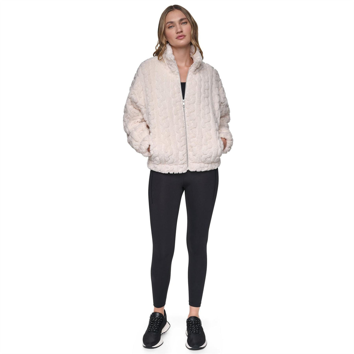 DKNY Cable Sport Full Zip Sherpa Jacket