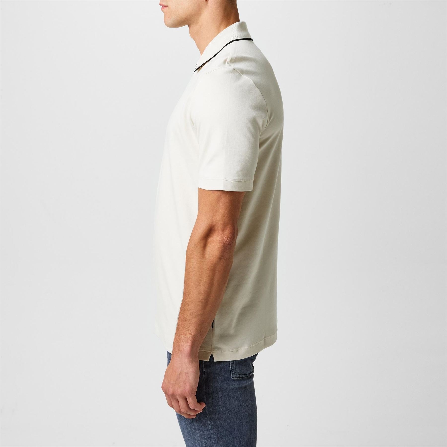 Boss Paras Quarter Zip Cotton Short Sleeve Polo Shirt