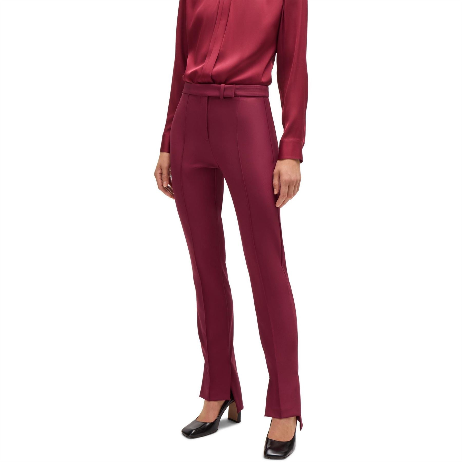 Boss Tizena Solid Patterned Straight Trousers