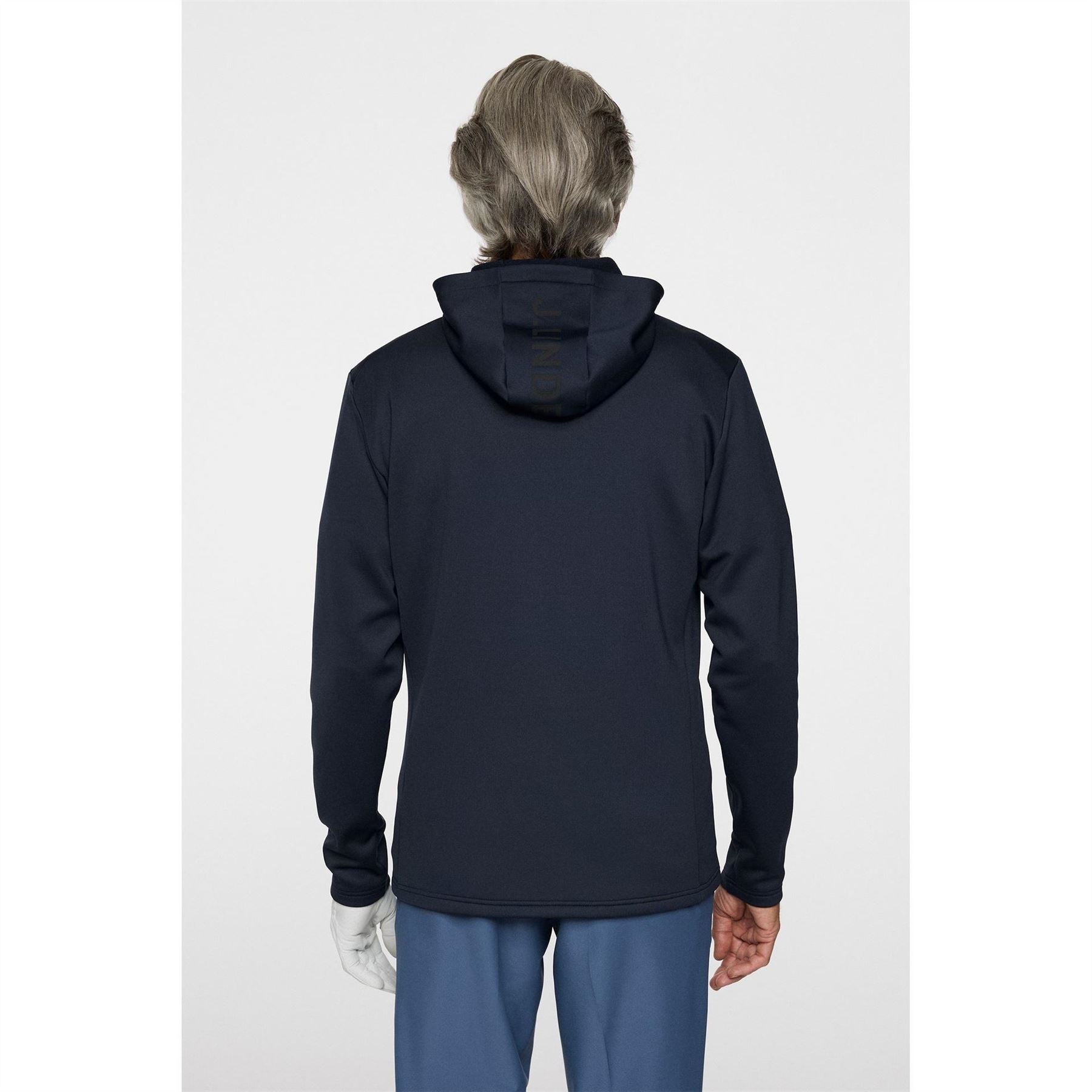 J Lindeberg Golf Aeril Full Zipper Hooded Logo Print Jacket with Zipped Pocket