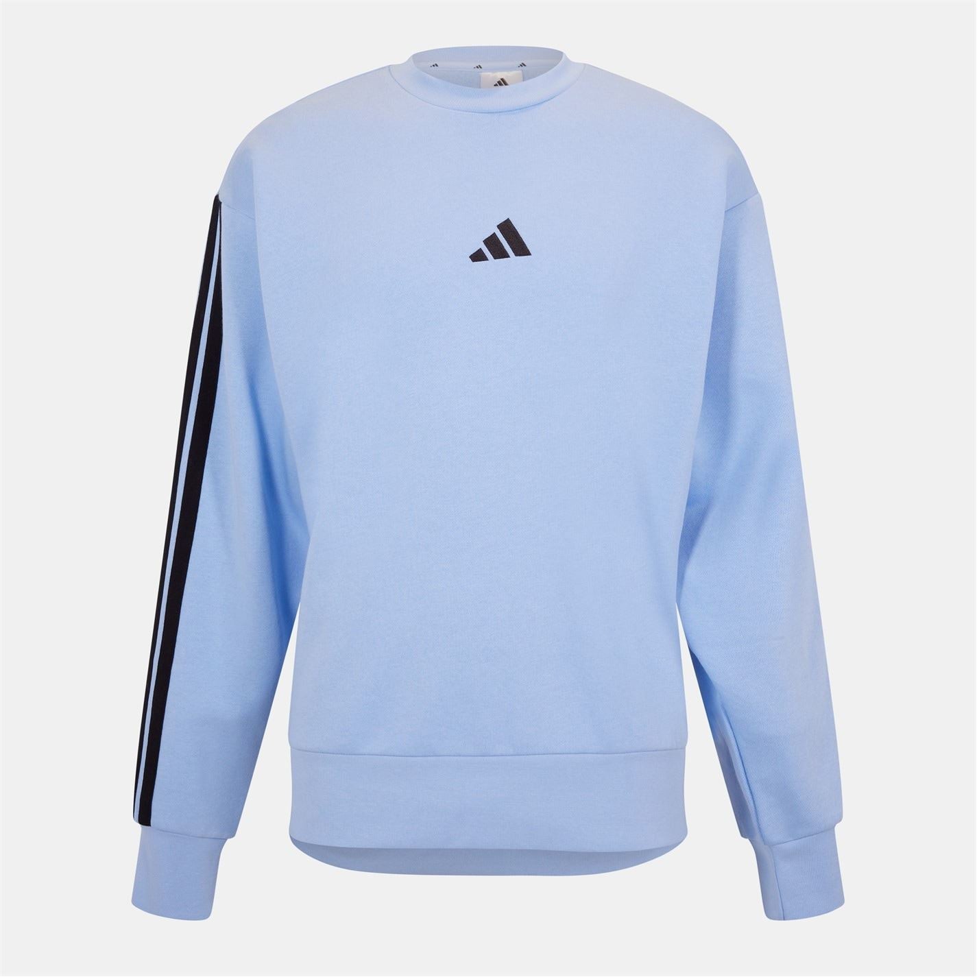 adidas Mens Essentials Crew 3 Stripes Pullover Sweatshirt