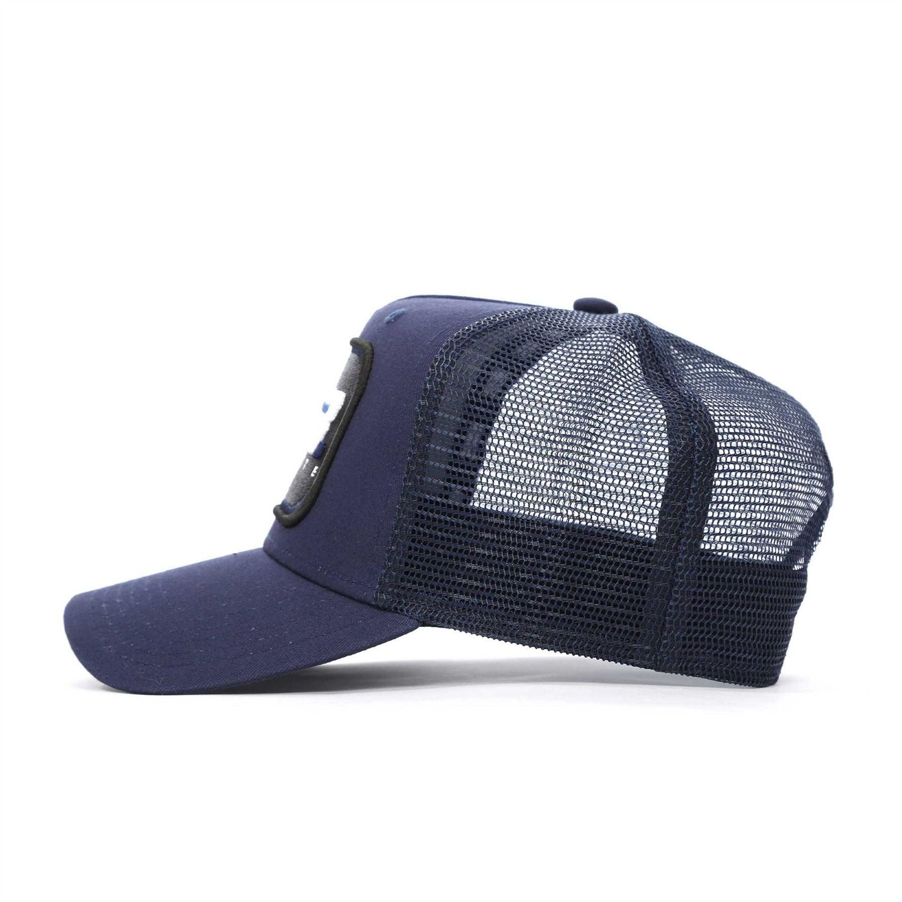 Societe Noir Logo Mesh Pre Curved Brim Trucker Cap