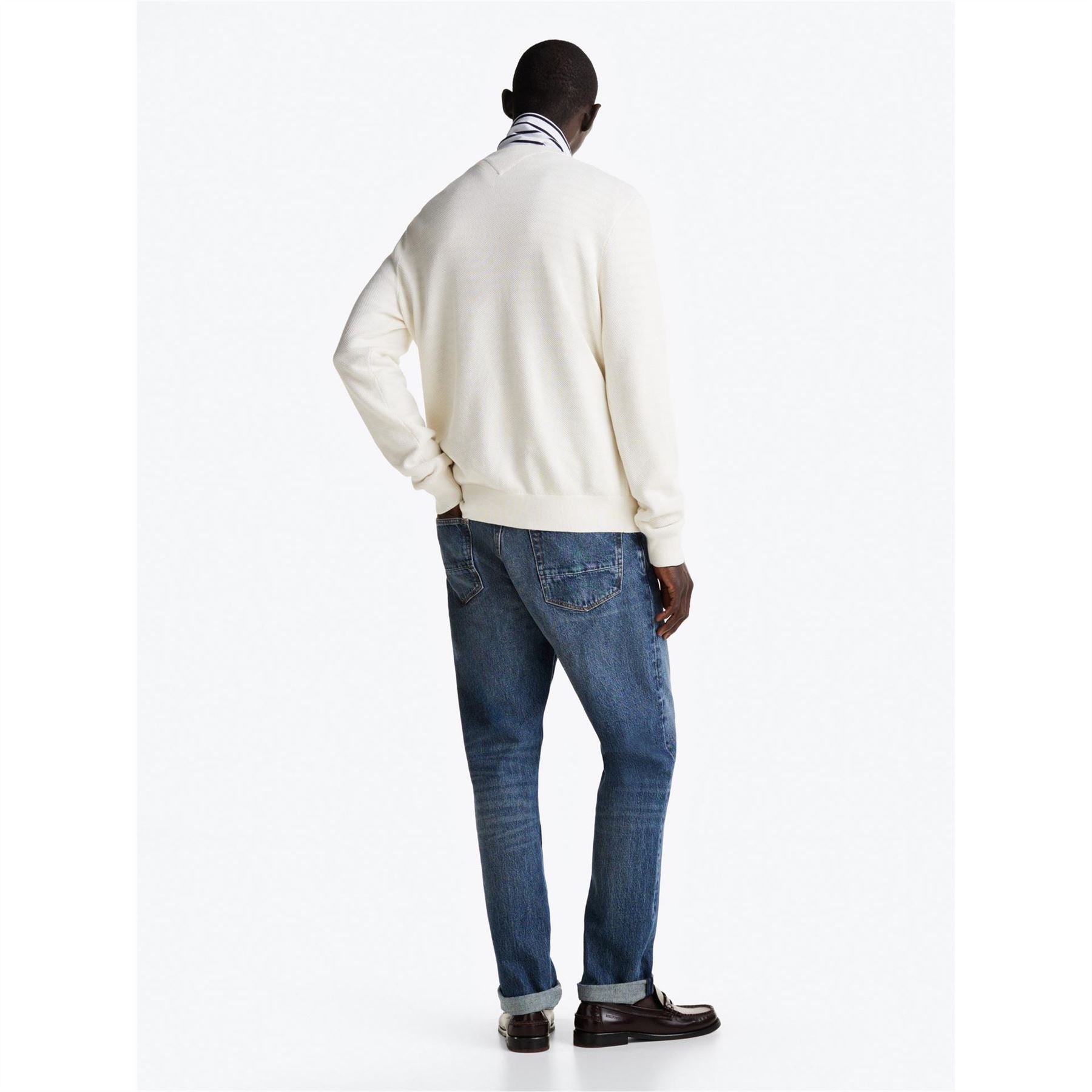 Tommy Hilfiger Crew Neck Ribbed Collar Long Sleeve Sweater