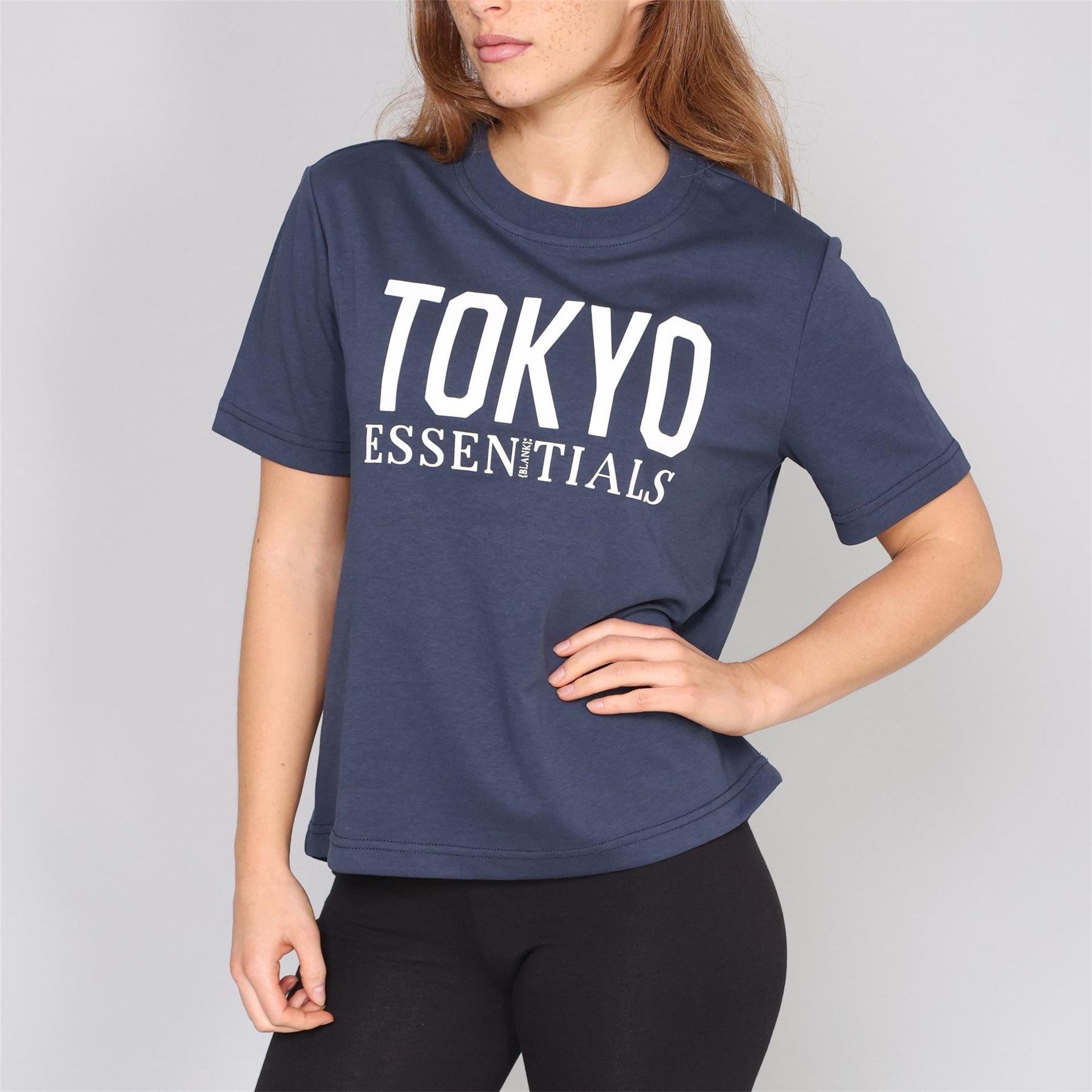 Blank Essentials Tokyo Lettering Crew Neck Short Sleeve Boyfriend T-Shirt