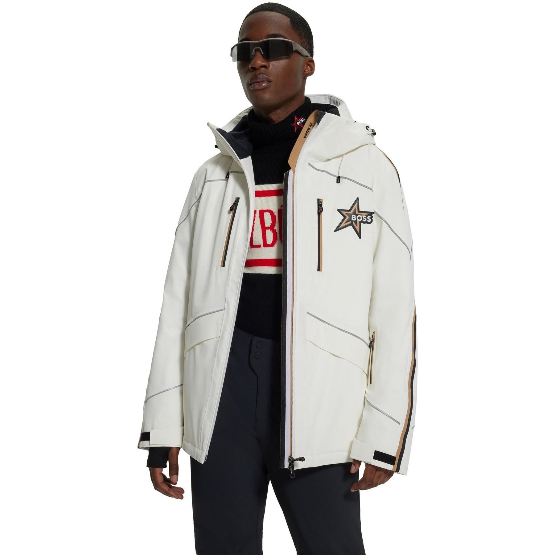 Boss Solid Patterned Hooded Ski Jacket