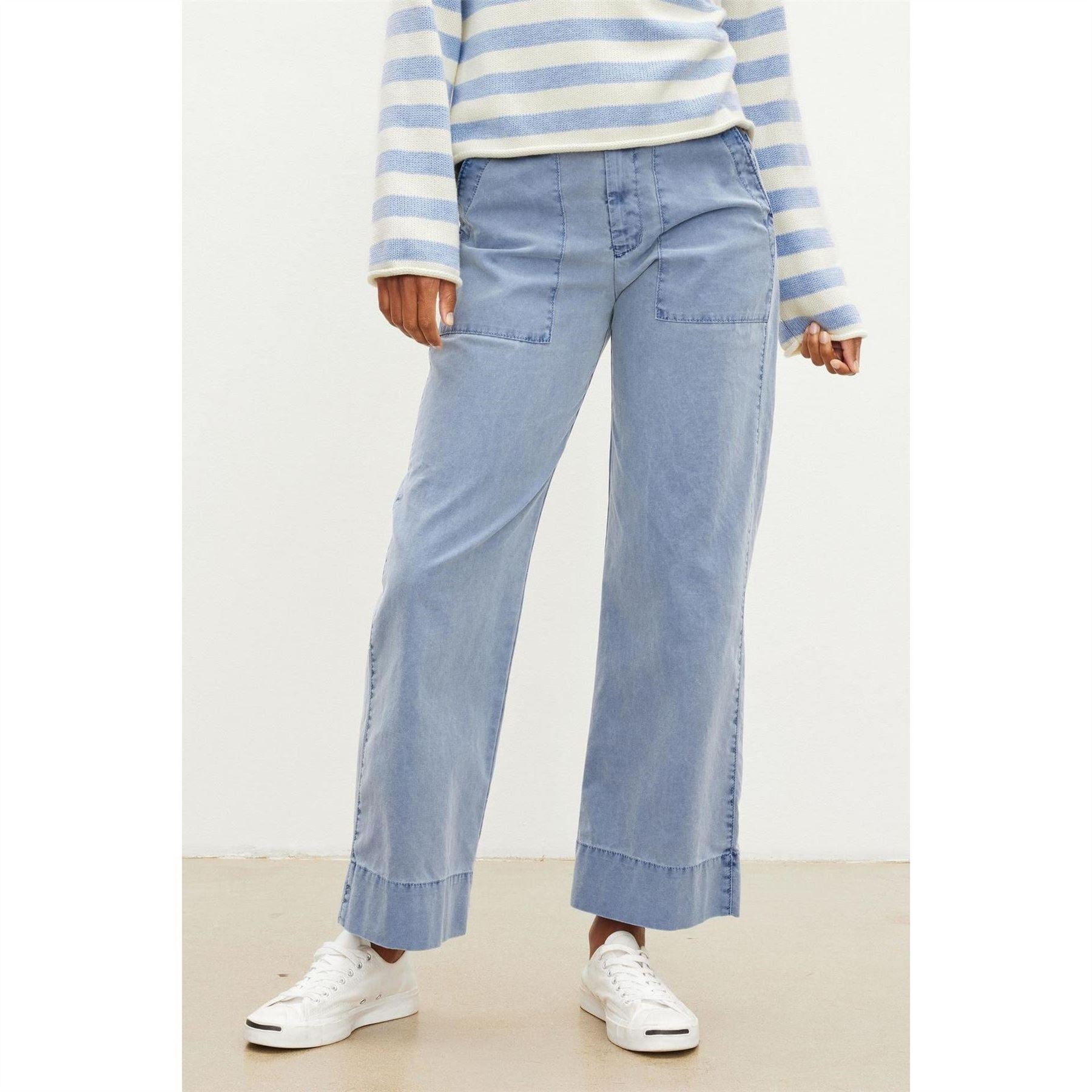 Velvet by Graham and Spencer Solid Patterned Wide Leg Roll Up Cuff Pants