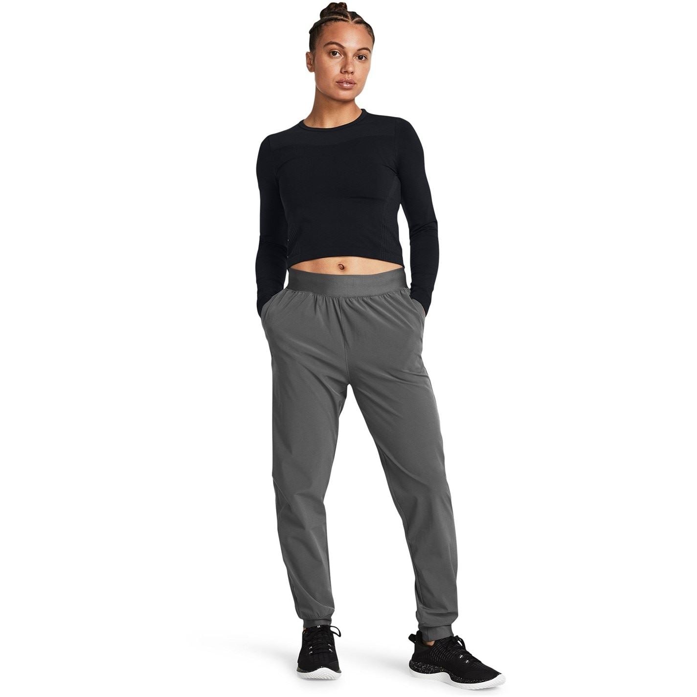 Under Armour Rise Solid Patterned High Rise Track Pants