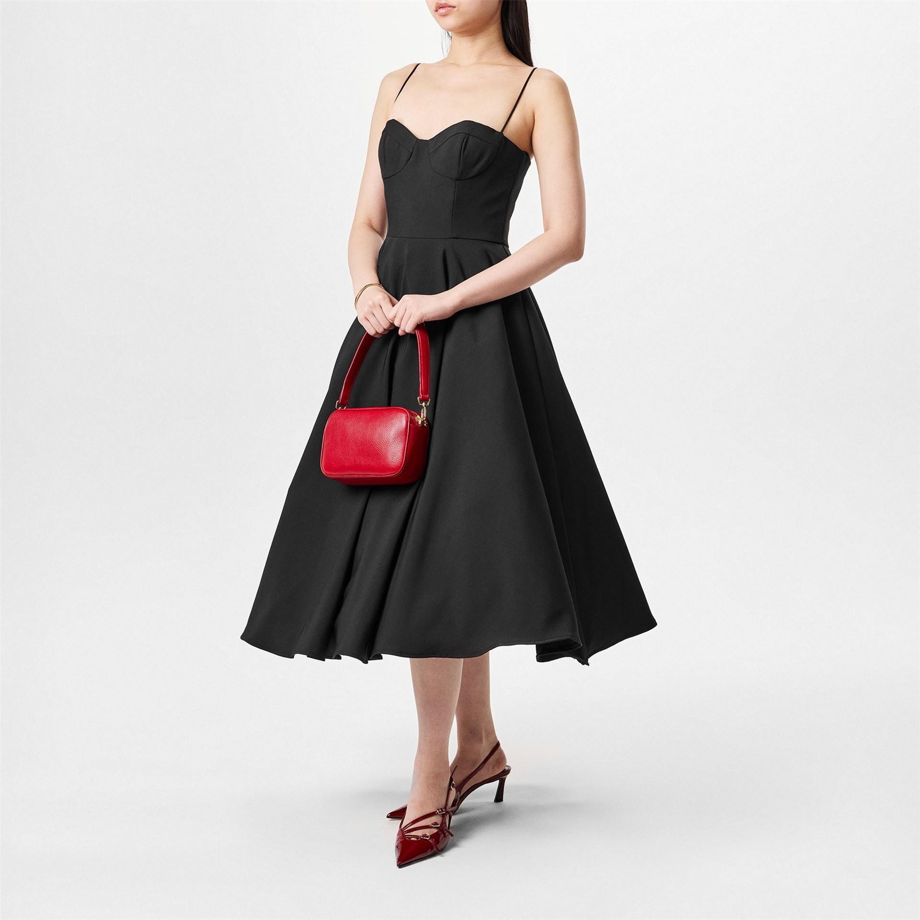 Jarlo Jones Sweetheart Neck Midi A-Line Dress