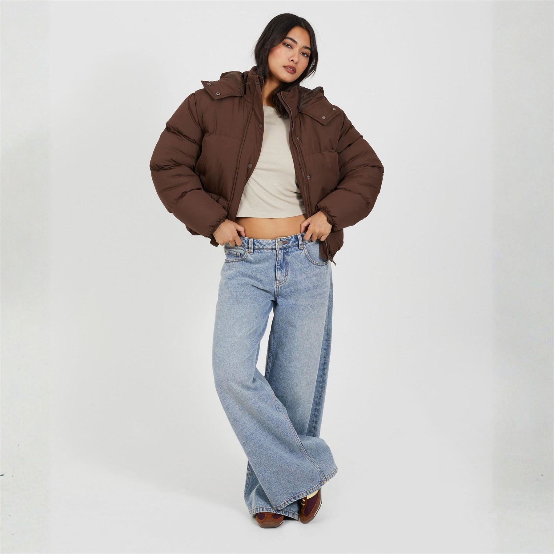Brave Soul  Oversized Short Puffer Jacket With Hood