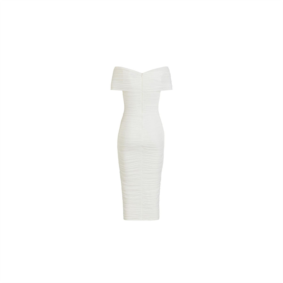 Bardot Gathered Mesh Midi Dress