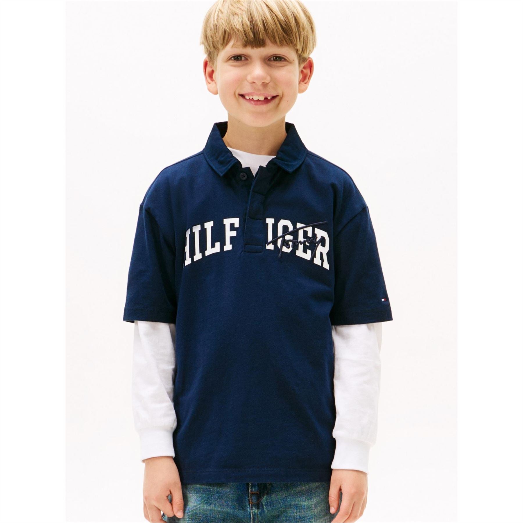 Tommy Hilfiger Script Logo Short Sleeve Polo Shirt