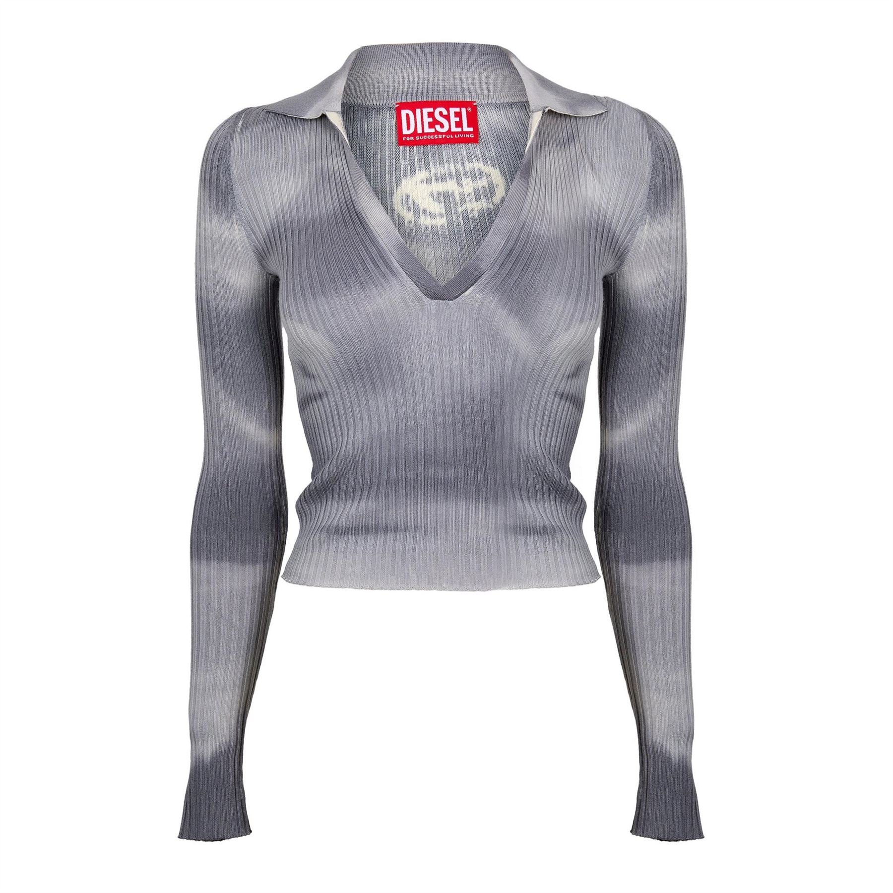 Diesel Briana V-Neck Shirt Collar Long Sleeve Sweater