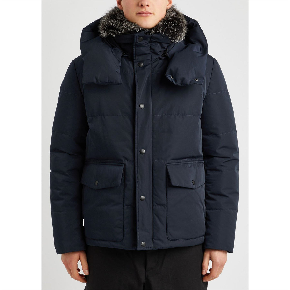 Yves Salomon Down Jacket With Fox Trim L